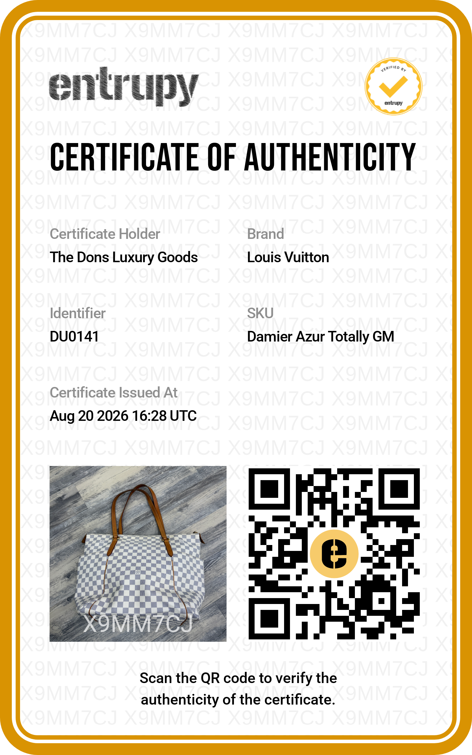 Entrupy certificate