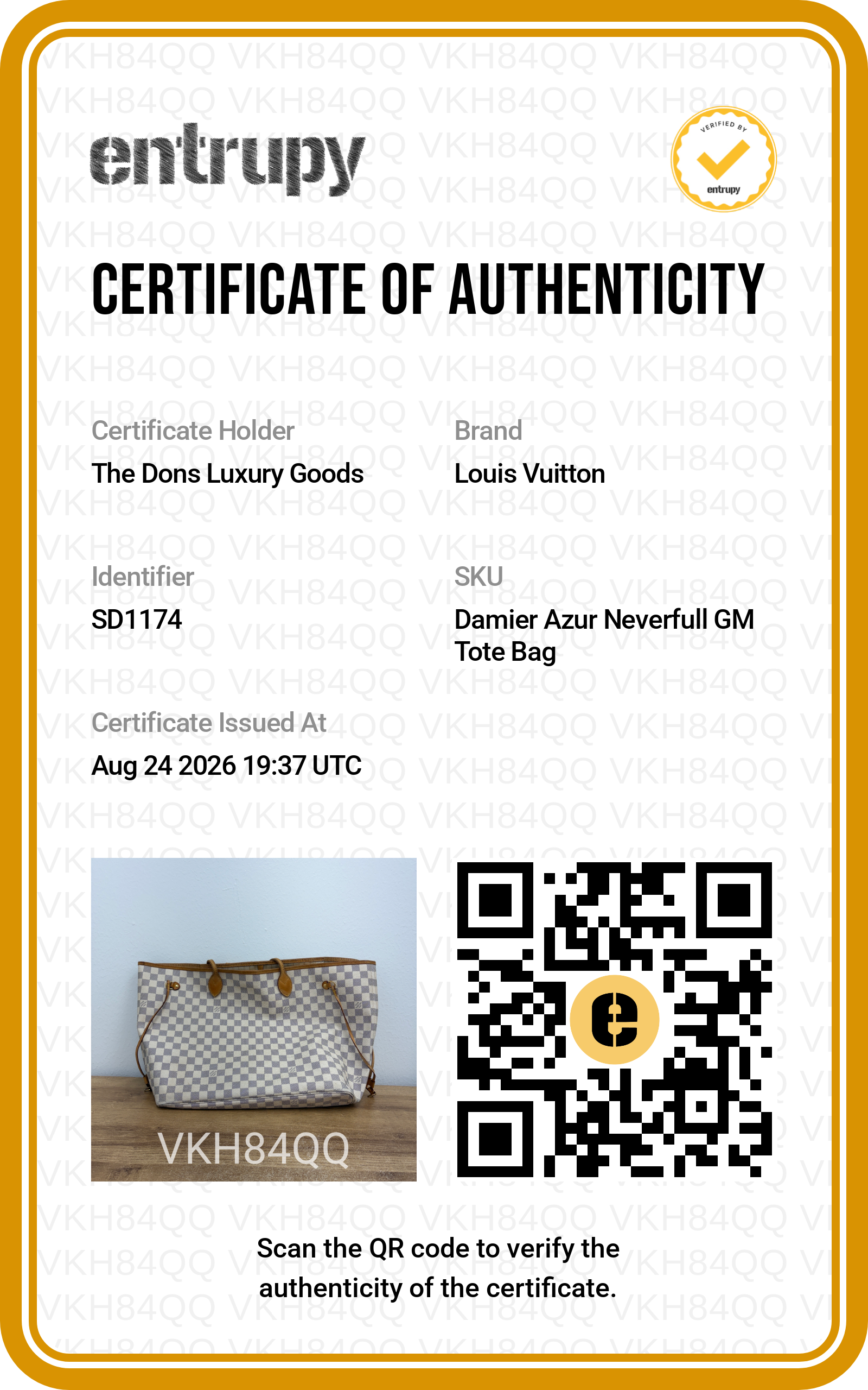 Entrupy certificate