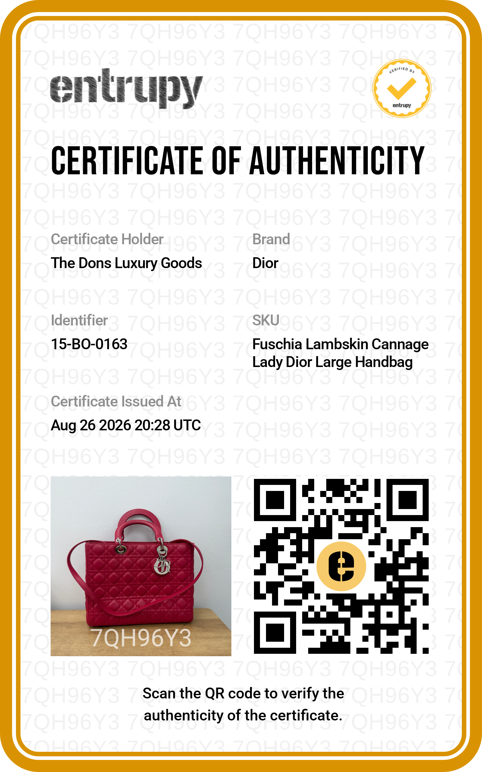Entrupy certificate