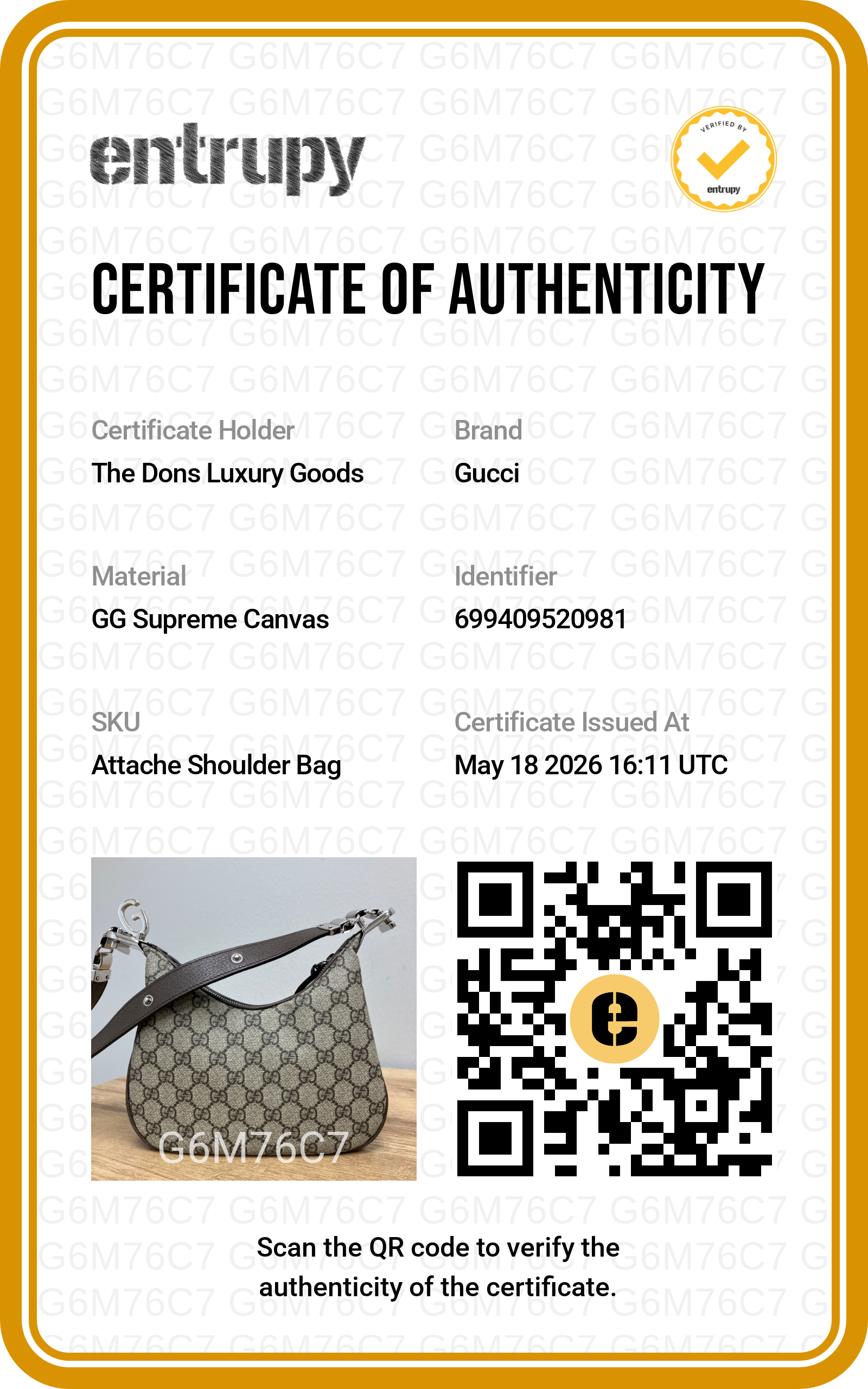 Entrupy certificate