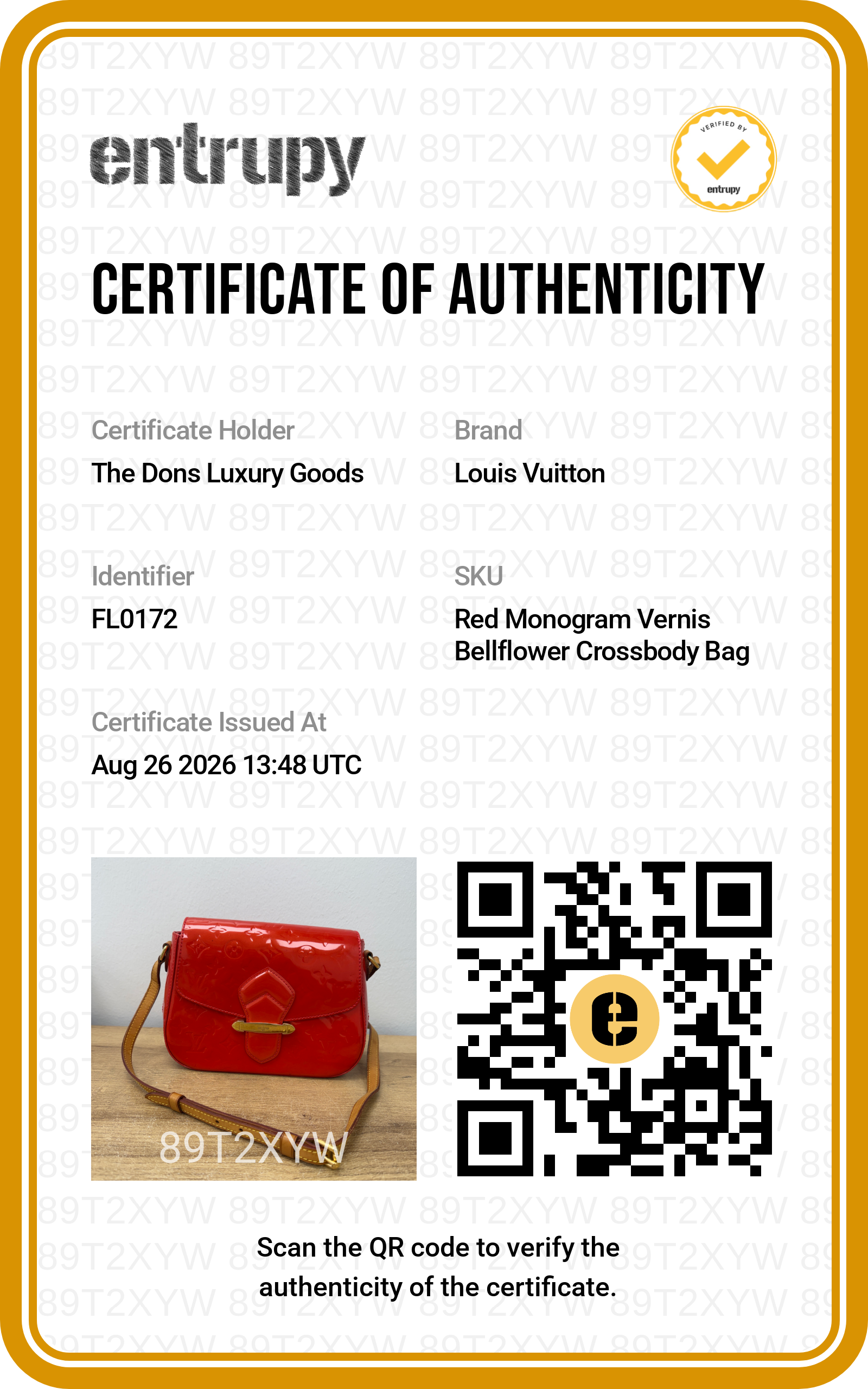 Entrupy certificate