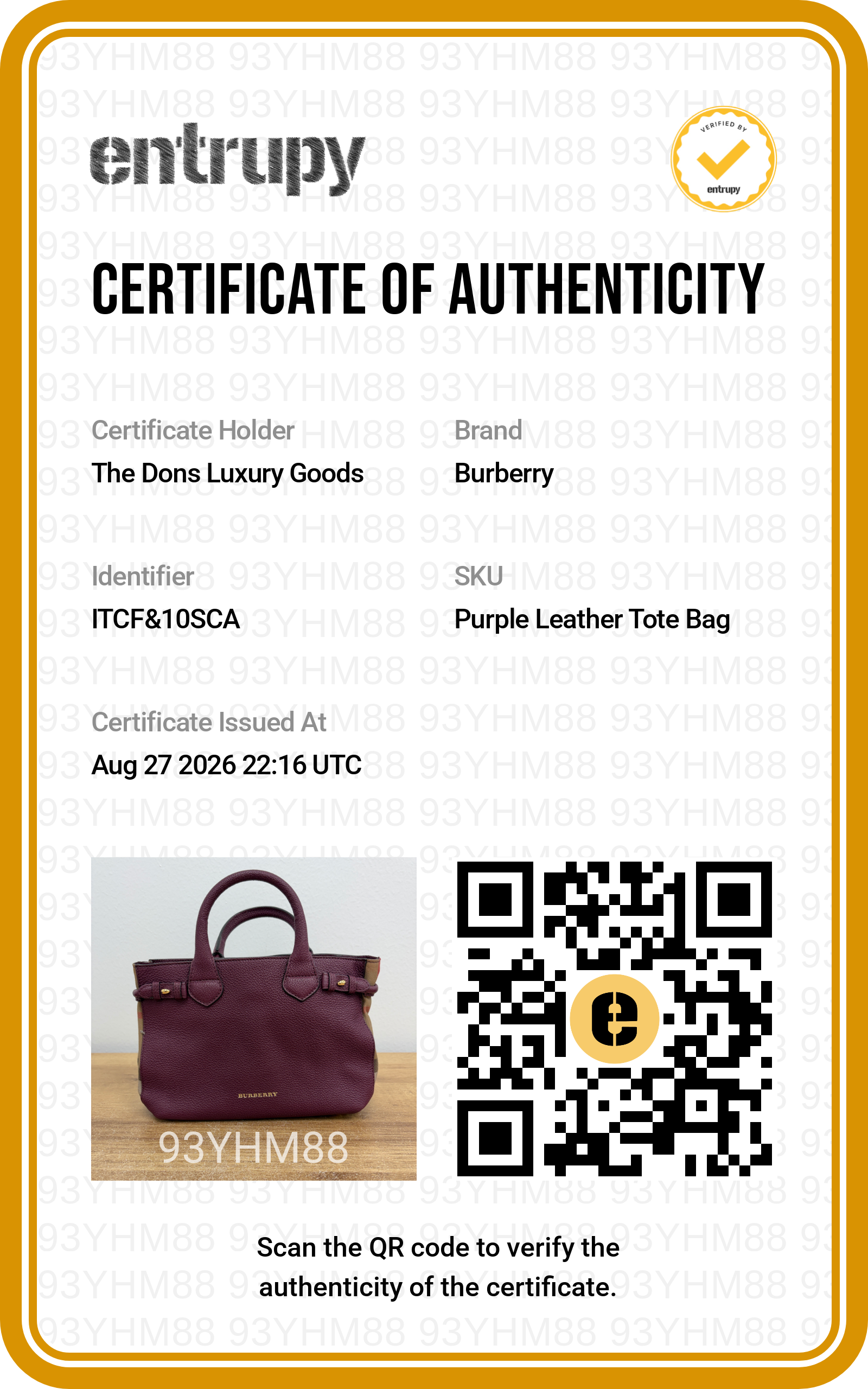 Entrupy certificate