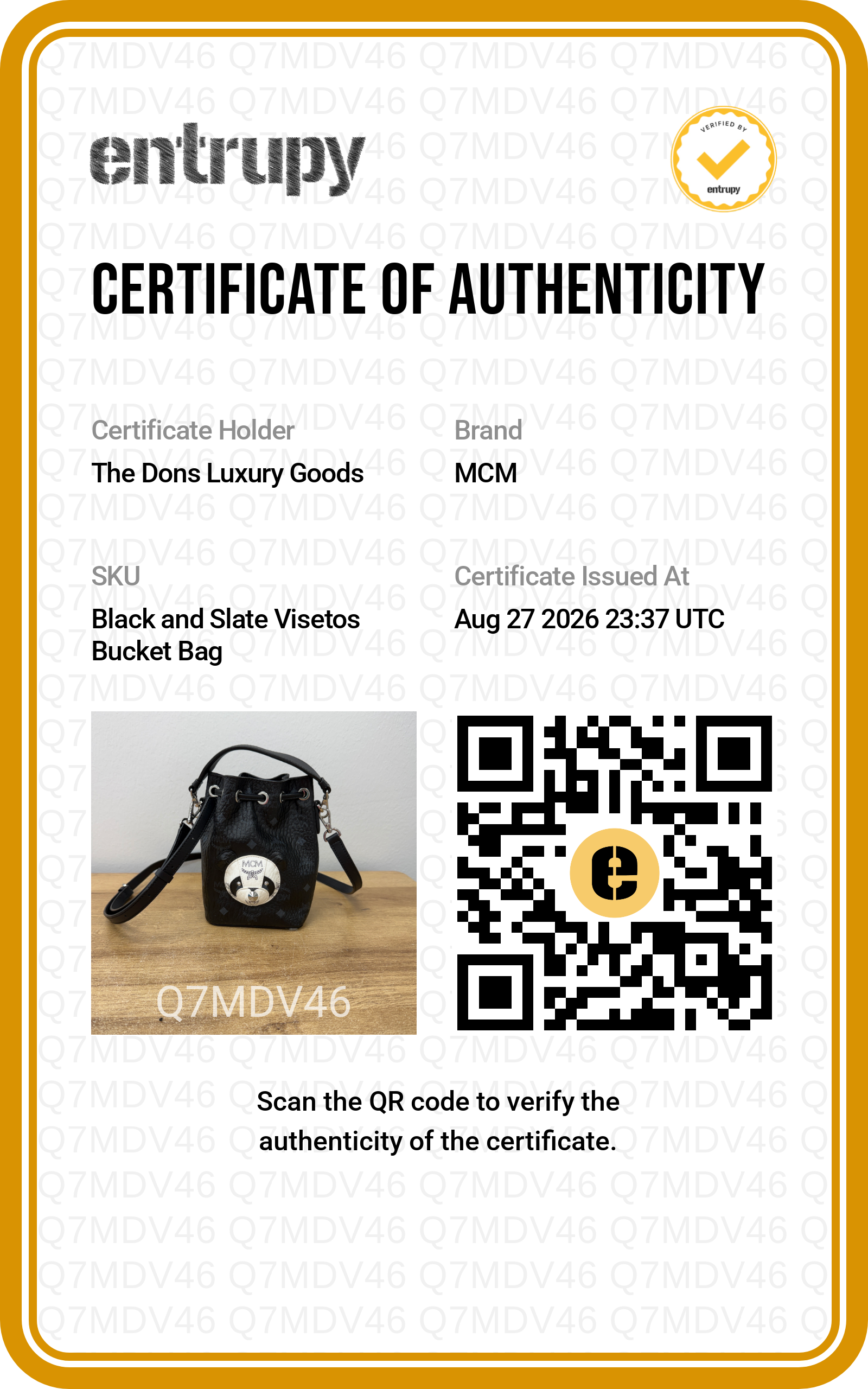 Entrupy certificate