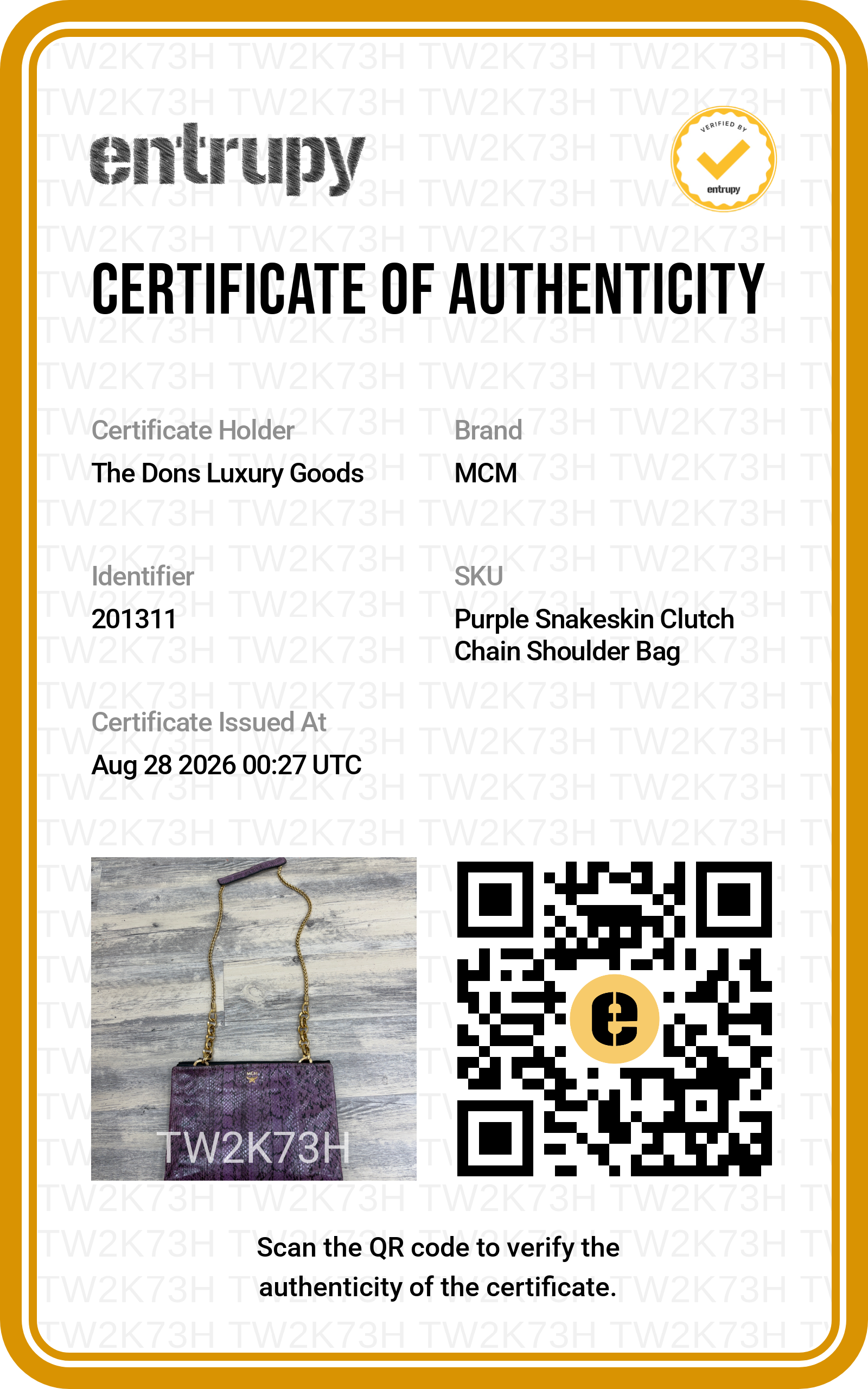 Entrupy certificate