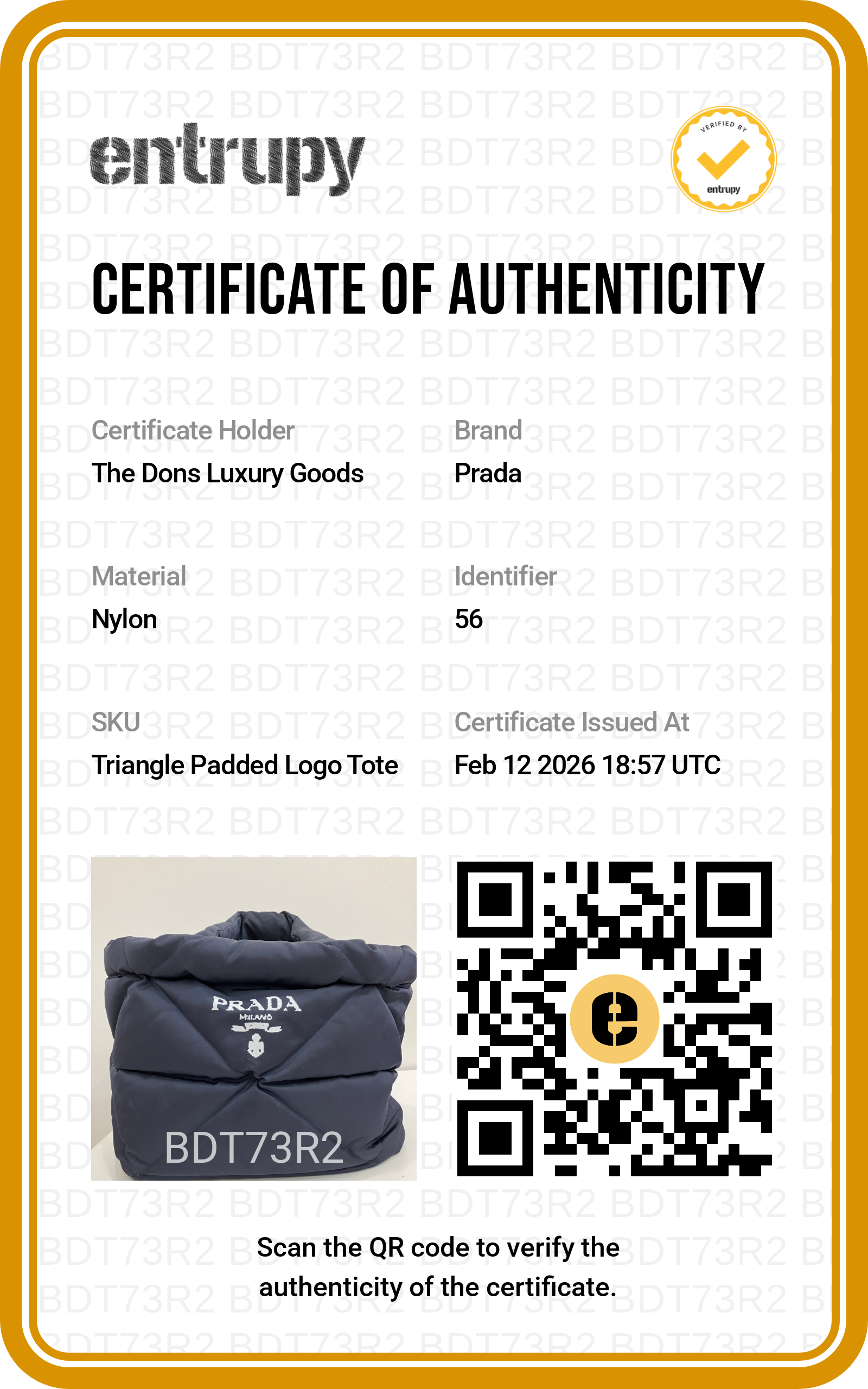 Entrupy certificate