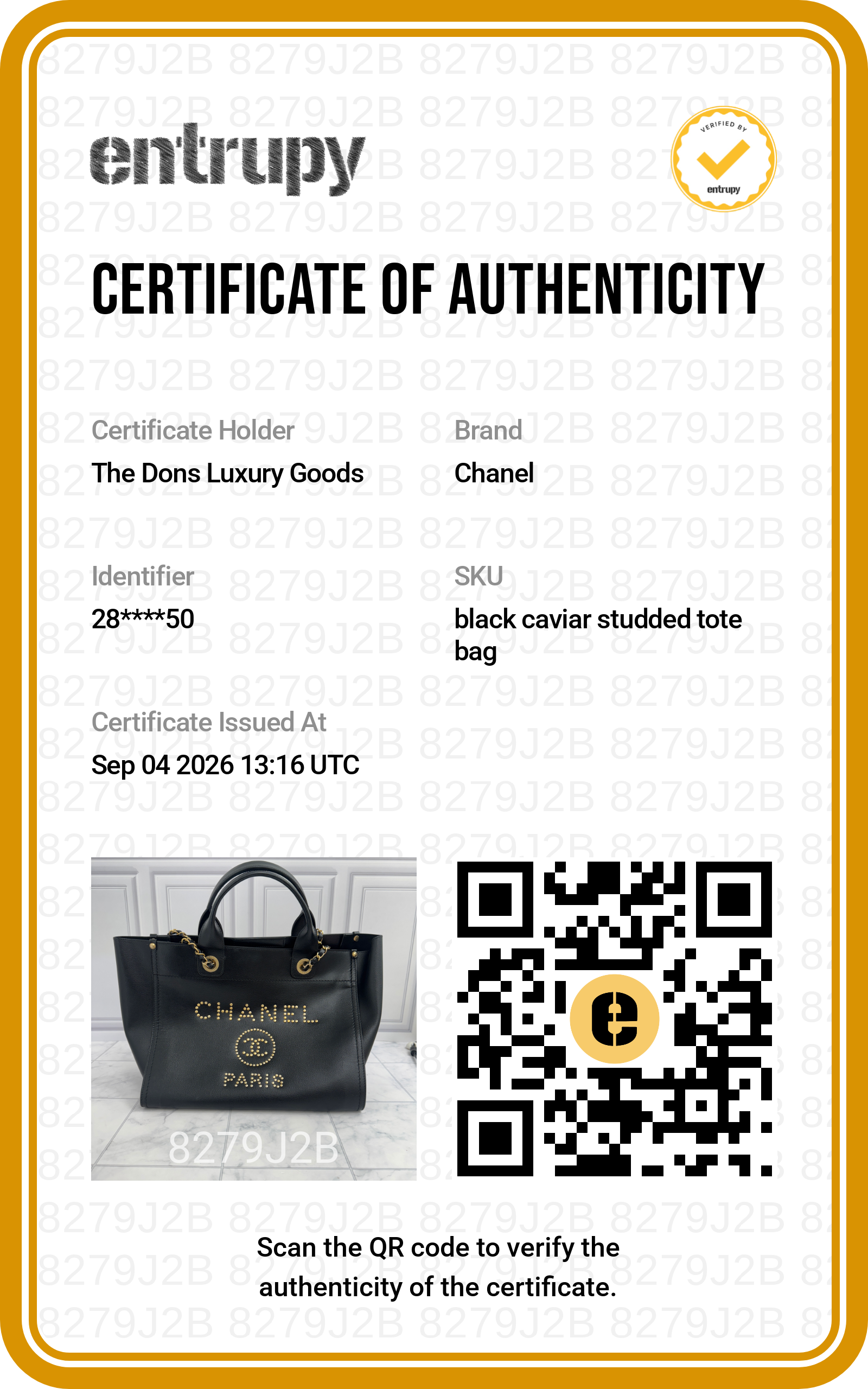Entrupy certificate