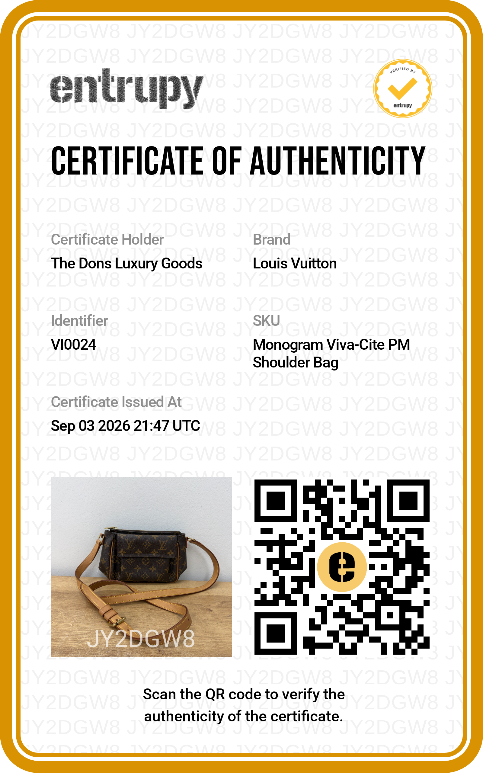 Entrupy certificate