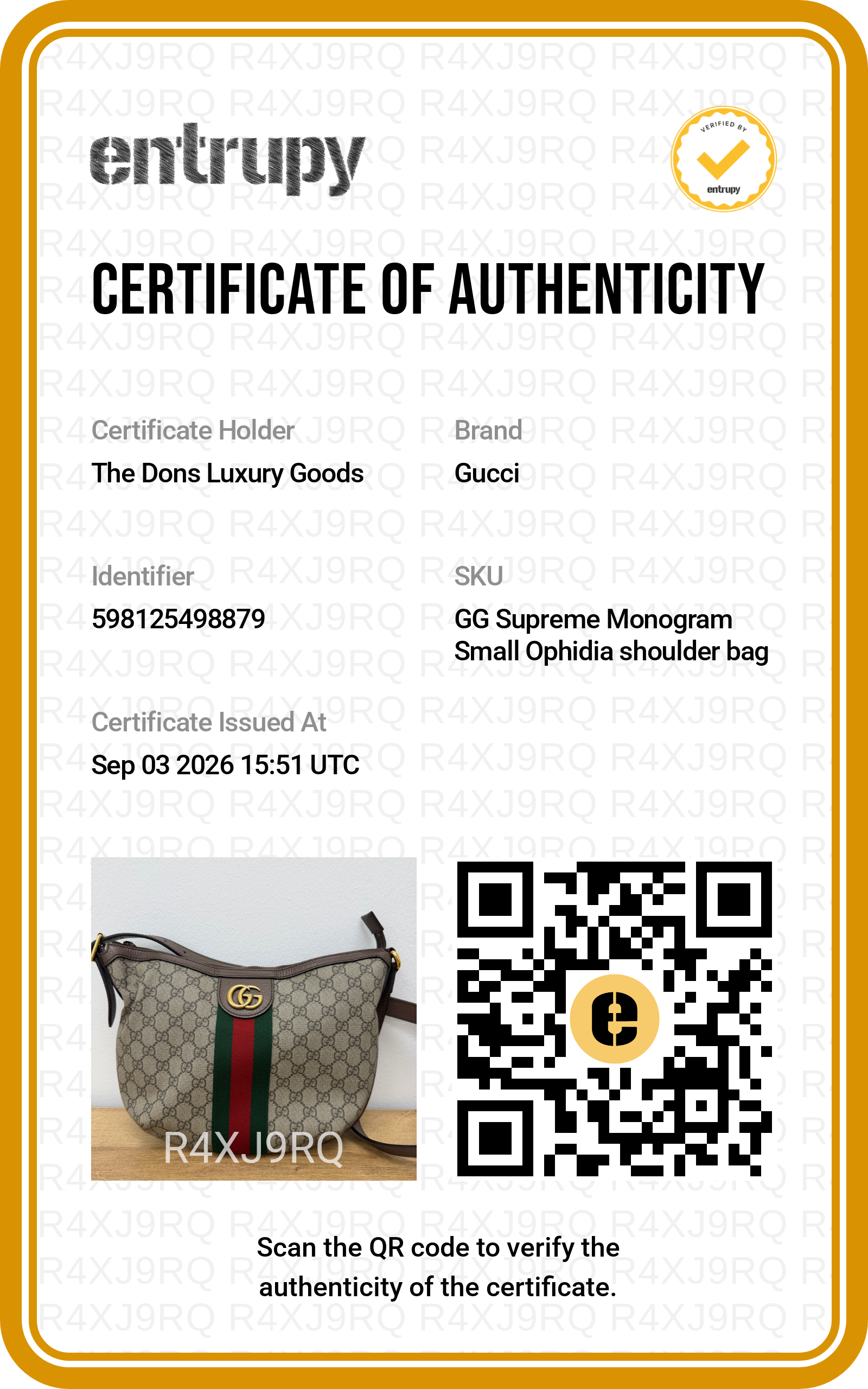 Entrupy certificate