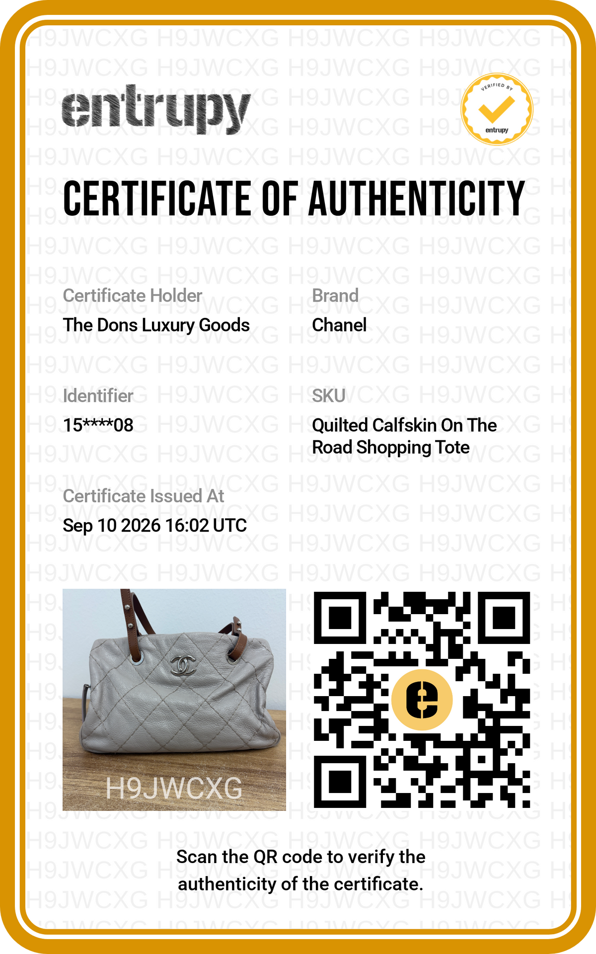 Entrupy certificate