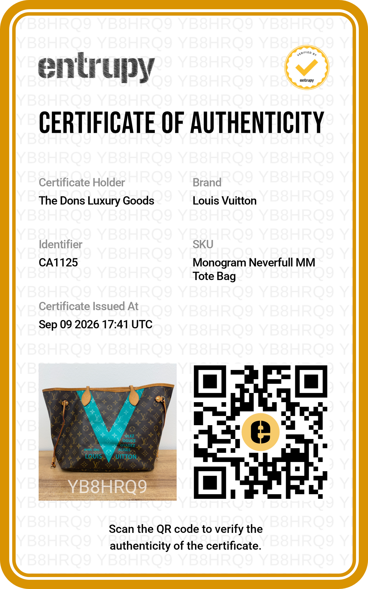 Entrupy certificate