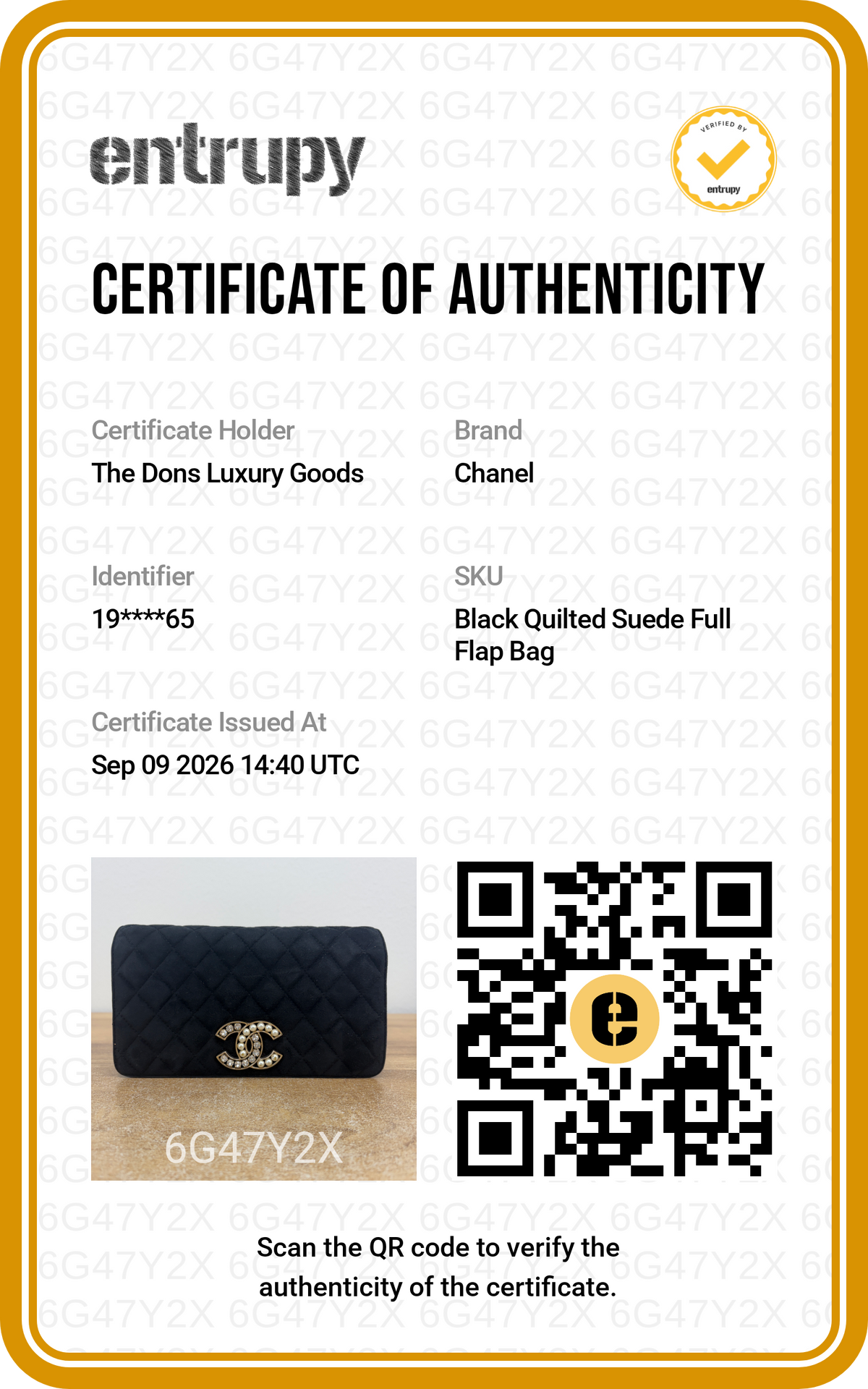 Entrupy certificate