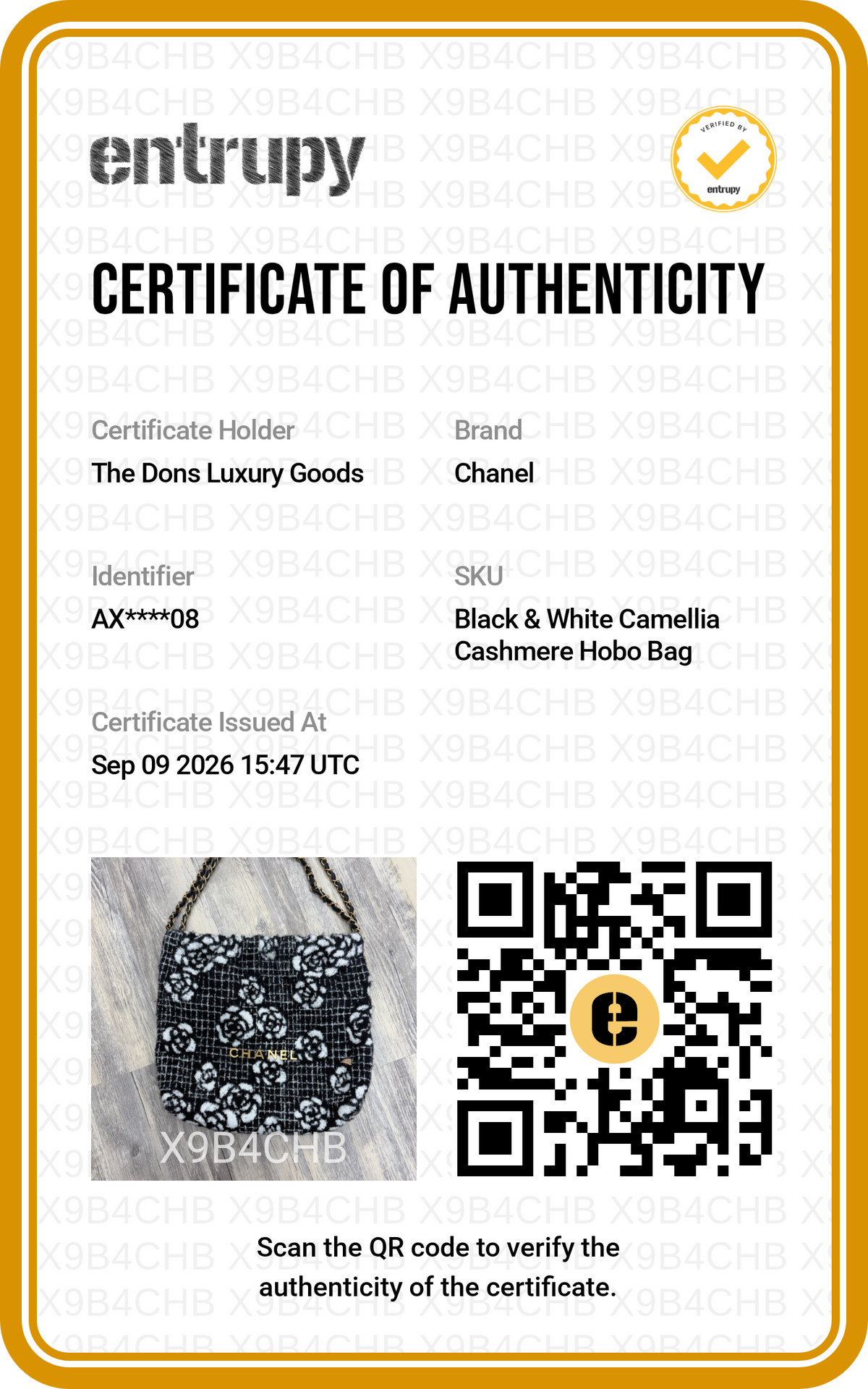 Entrupy certificate