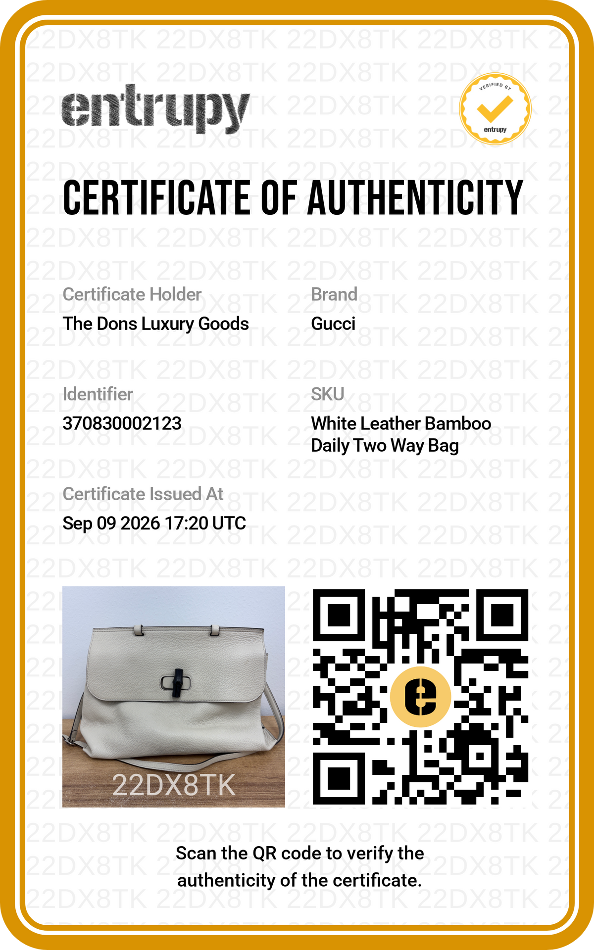 Entrupy certificate