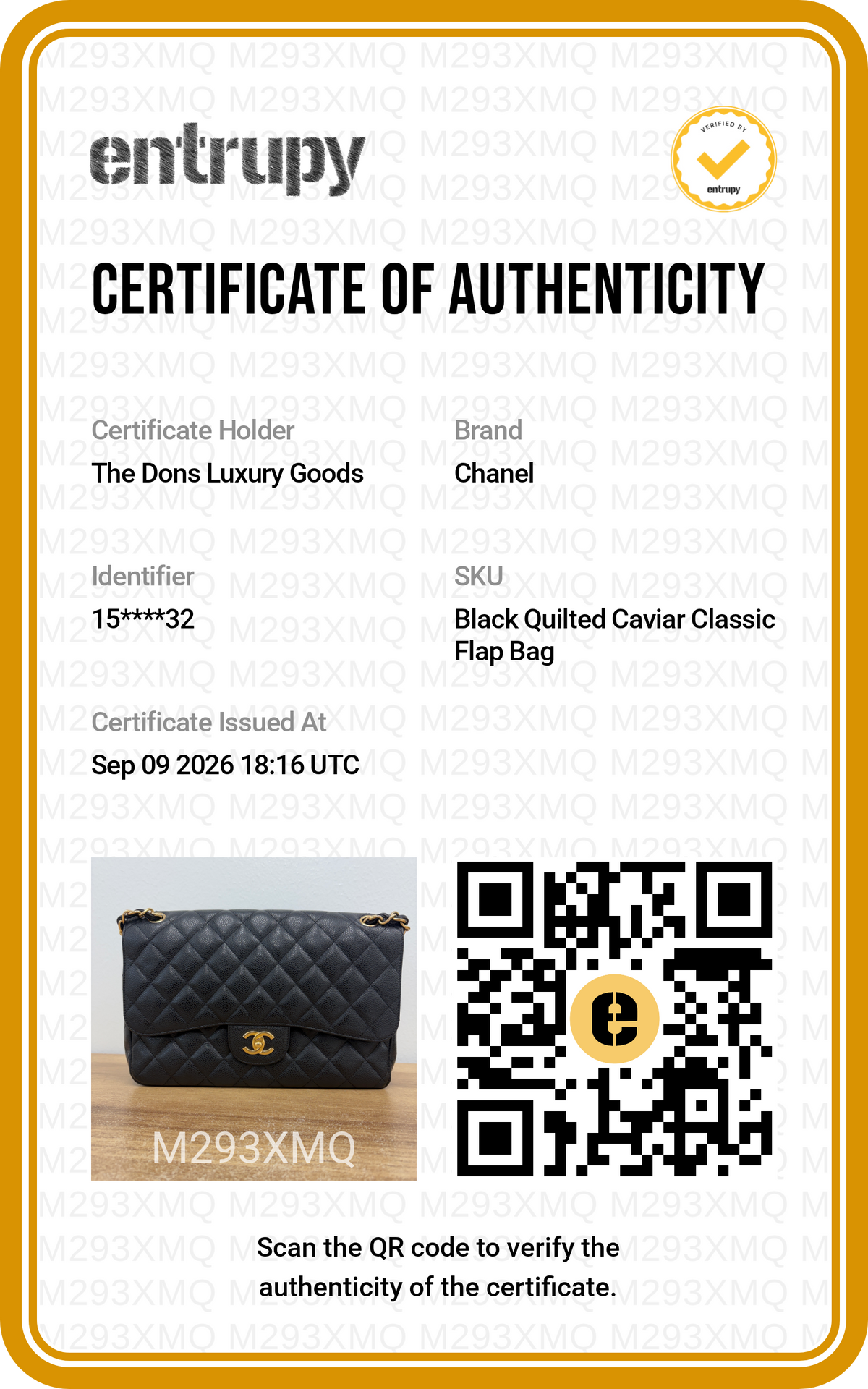 Entrupy certificate