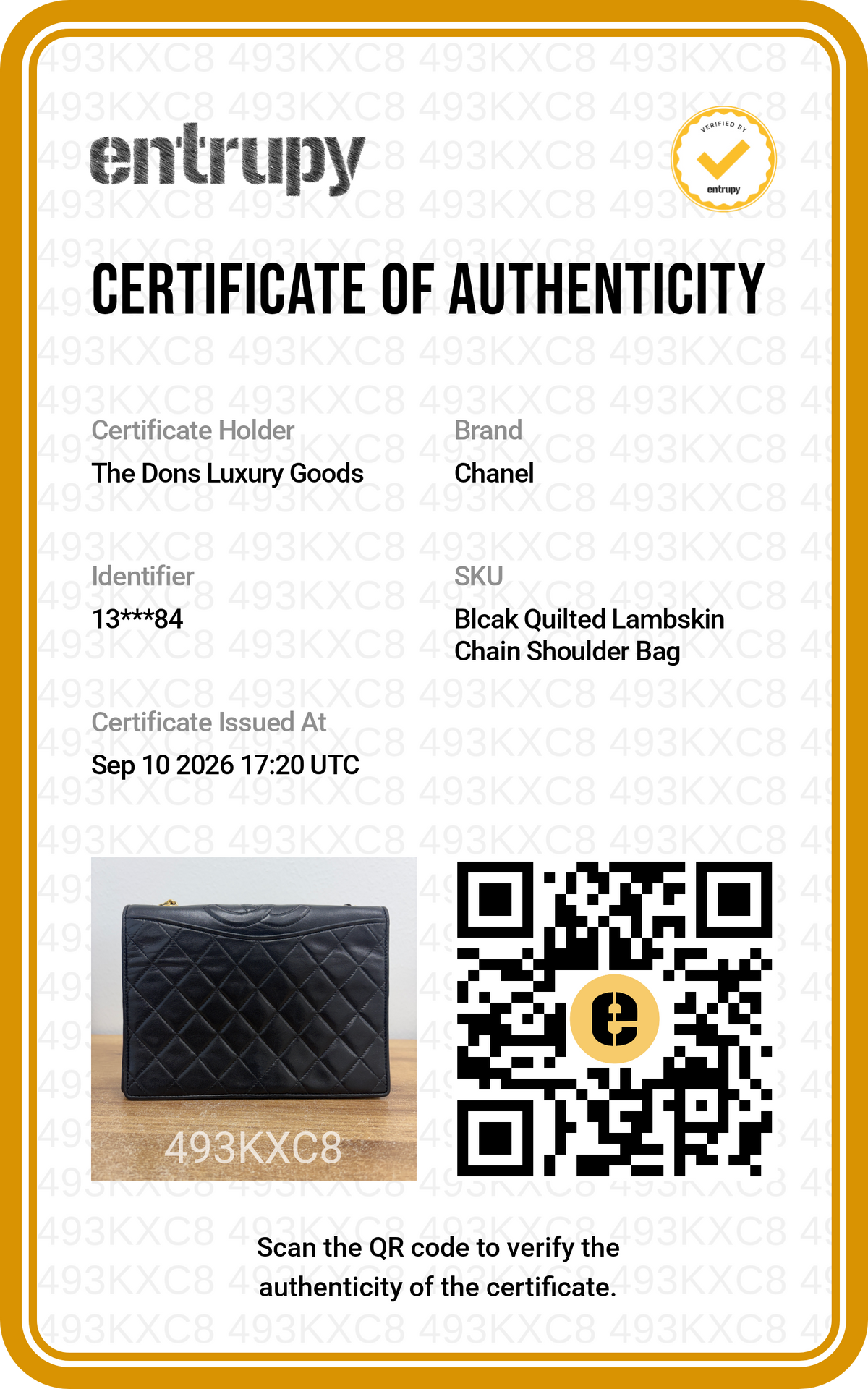 Entrupy certificate