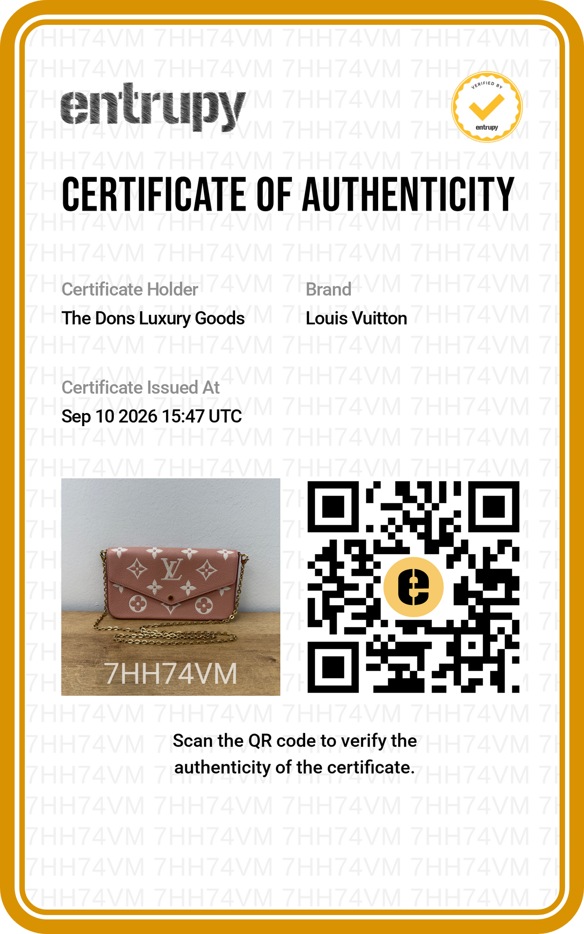 Entrupy certificate
