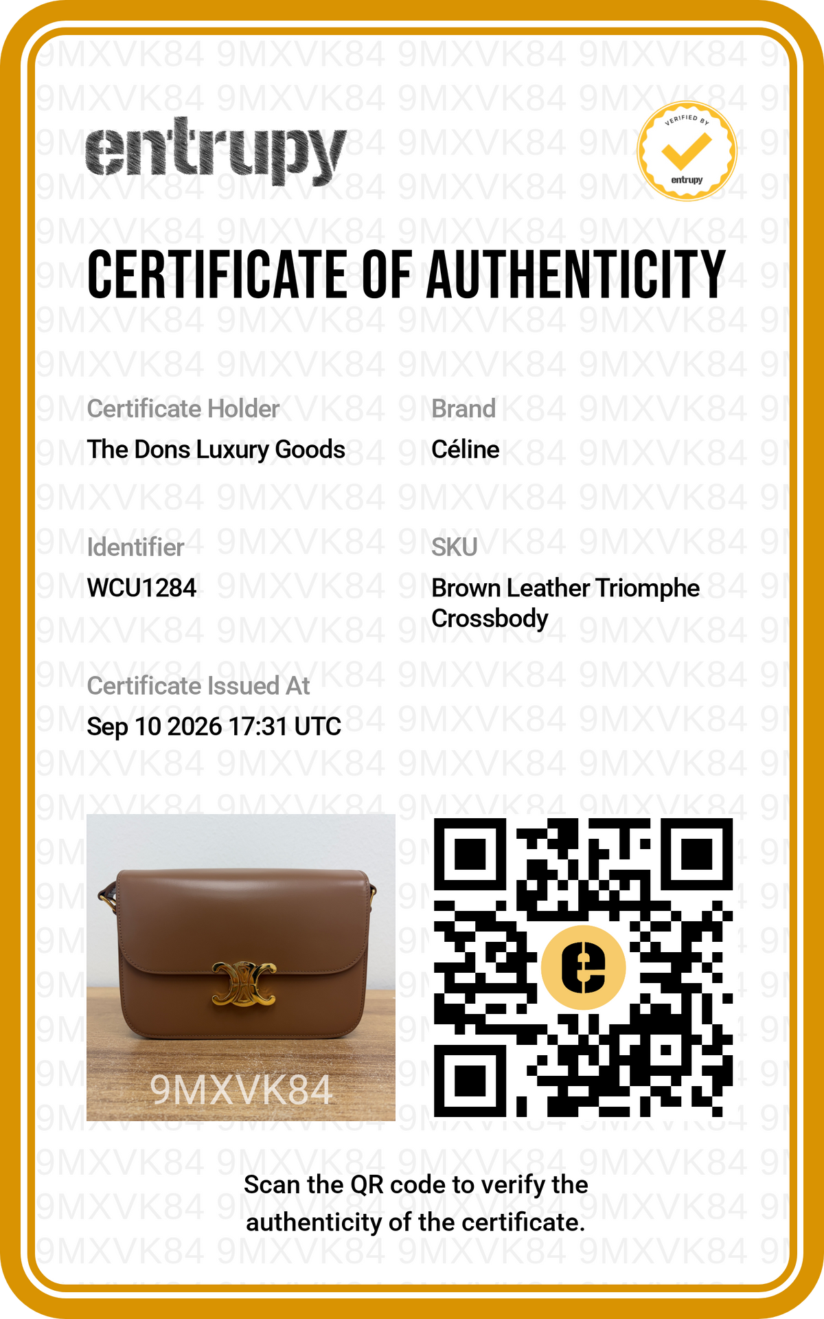 Entrupy certificate