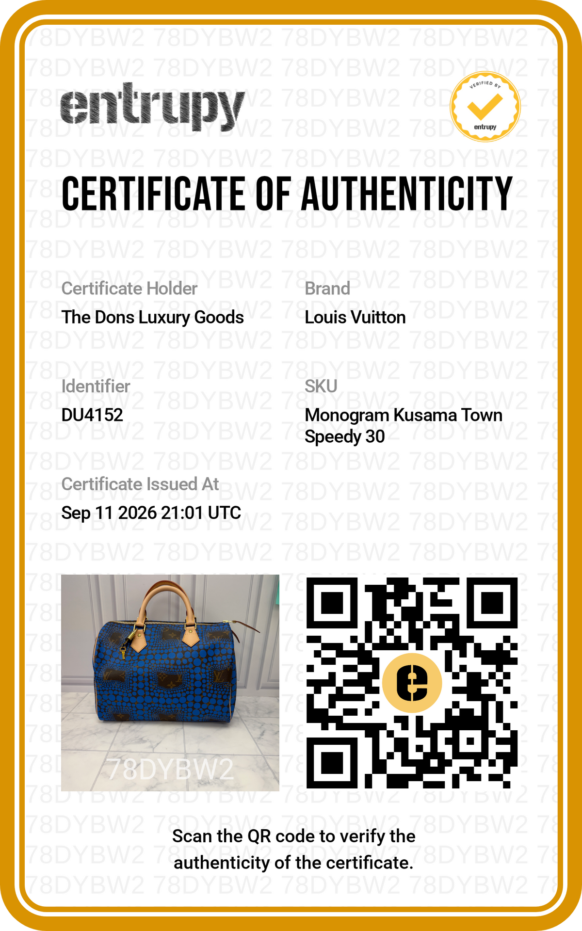 Entrupy certificate