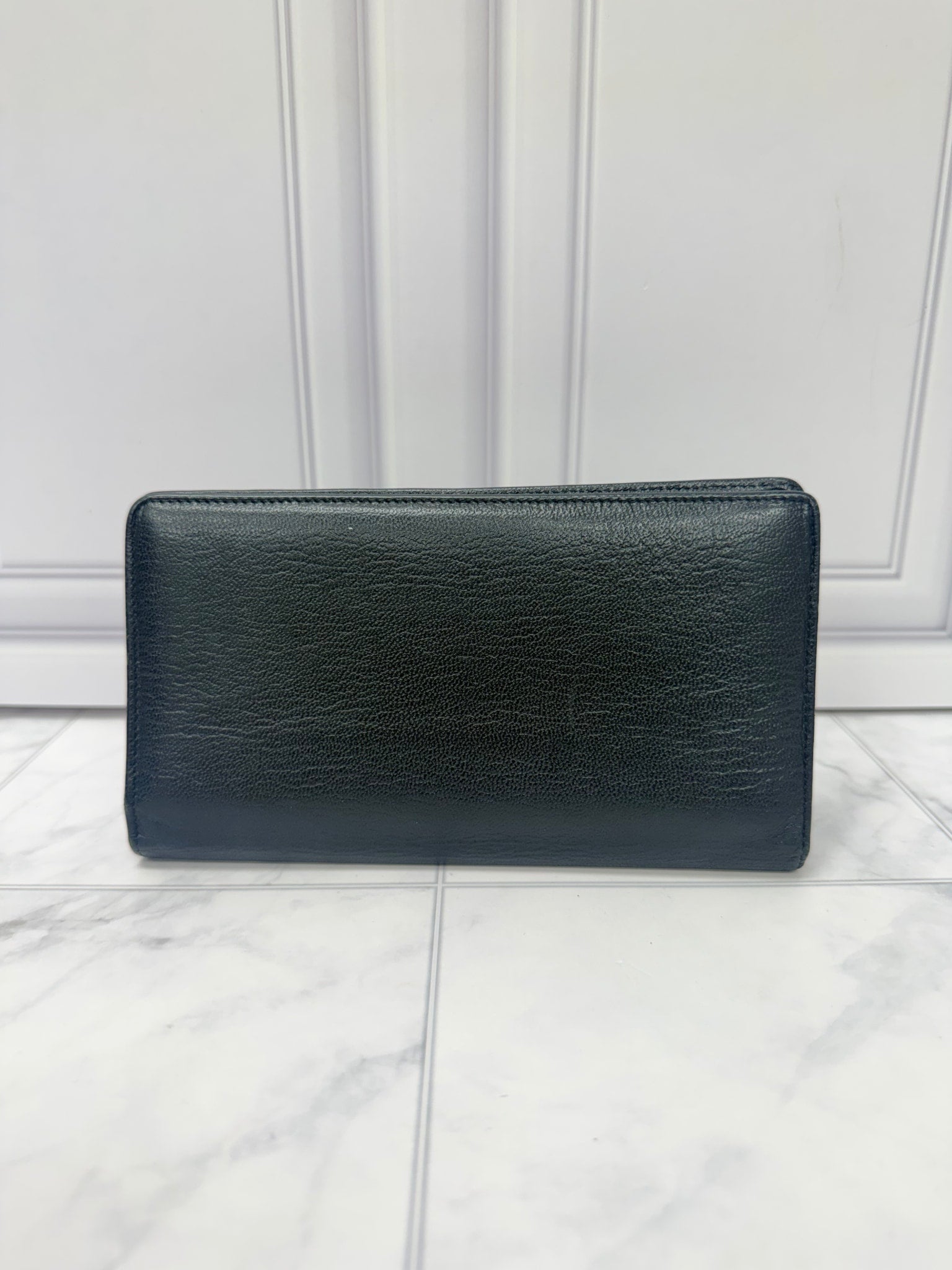 Chanel Black Grained Leather Wallet