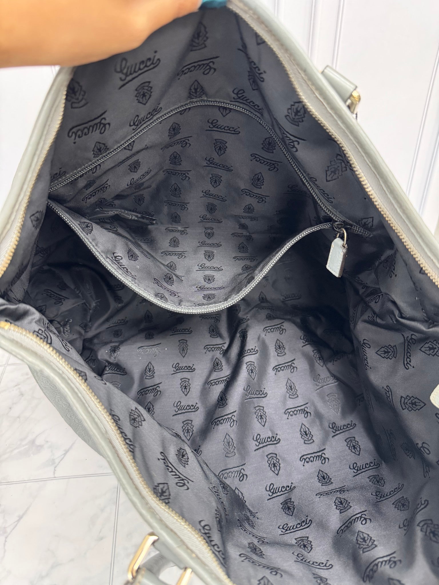 Gucci Gray Guccissima Embossed Leather Large Tote
