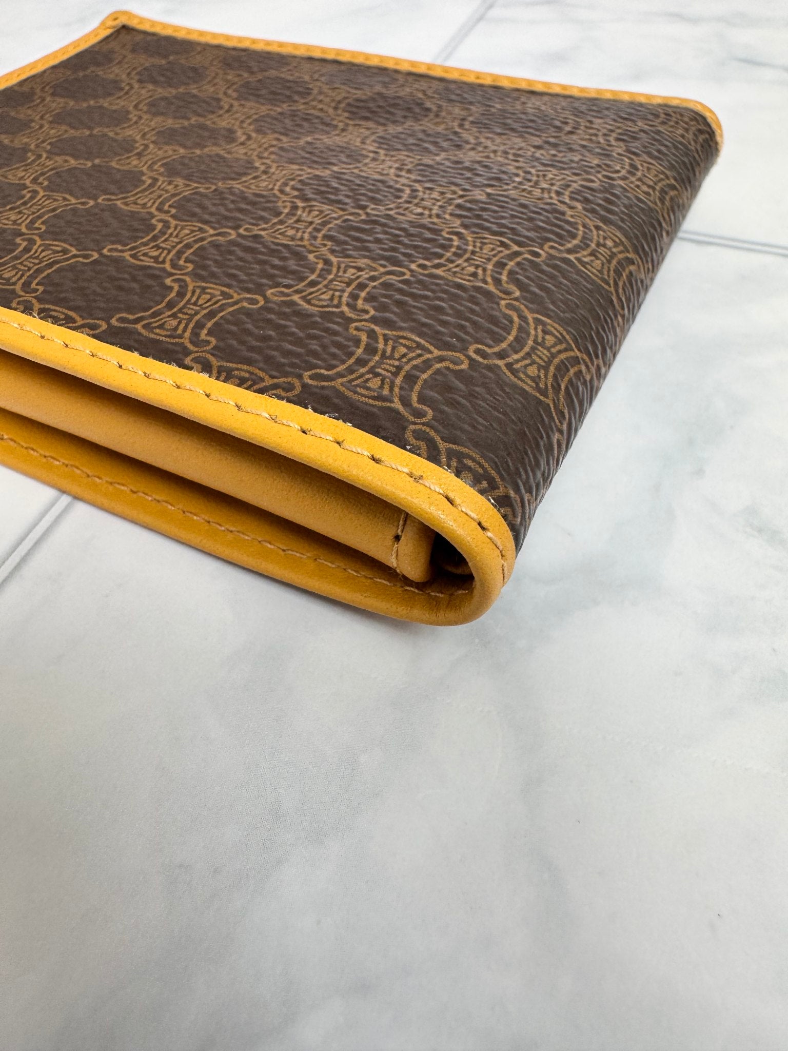 Celine Brown Macadam Coated Canvas Compact Wallet