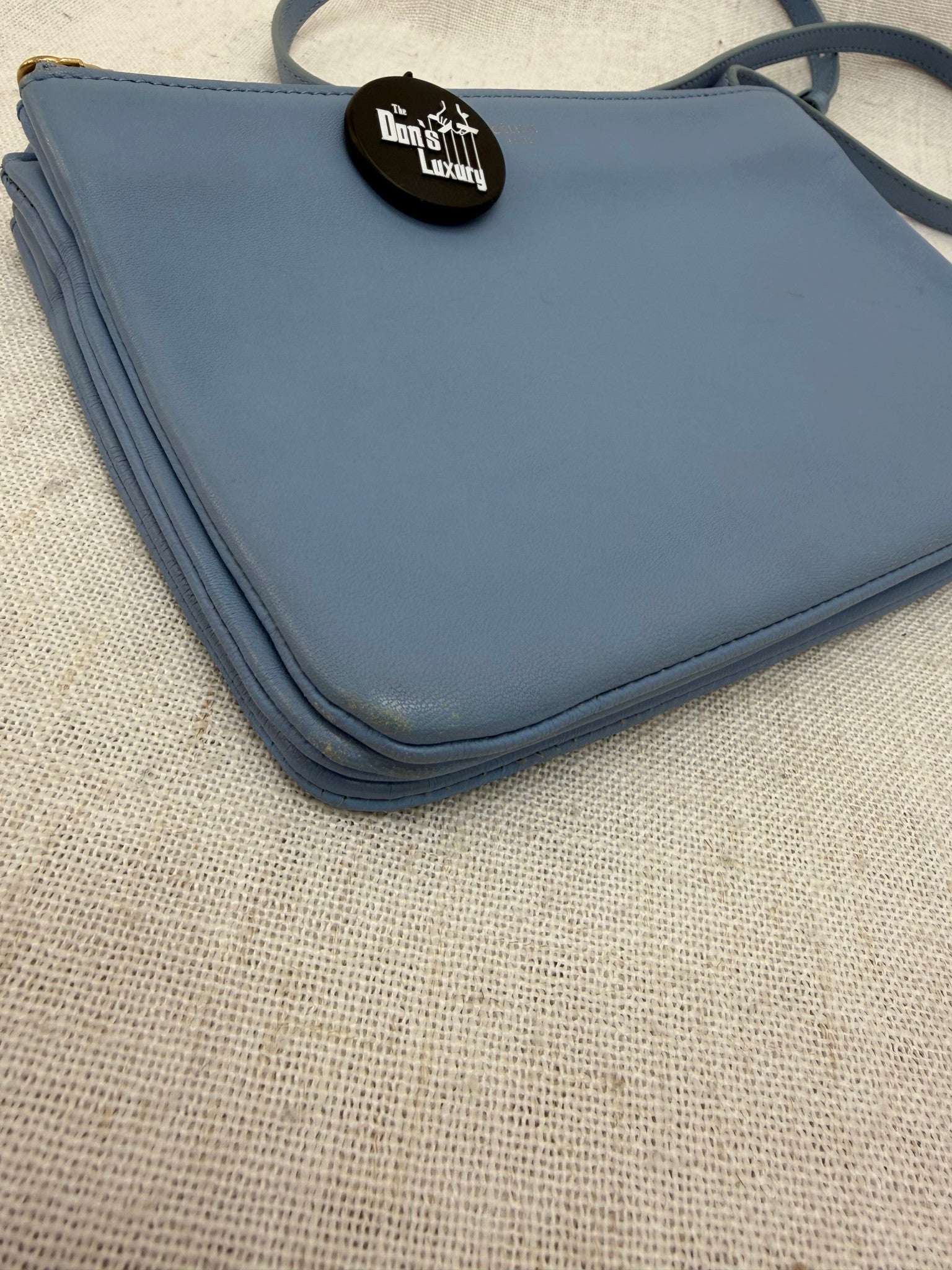 Celine Blue Leather Trio Zip Crossbody