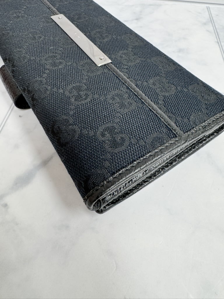 Gucci Black GG Supreme Canvas Long Wallet