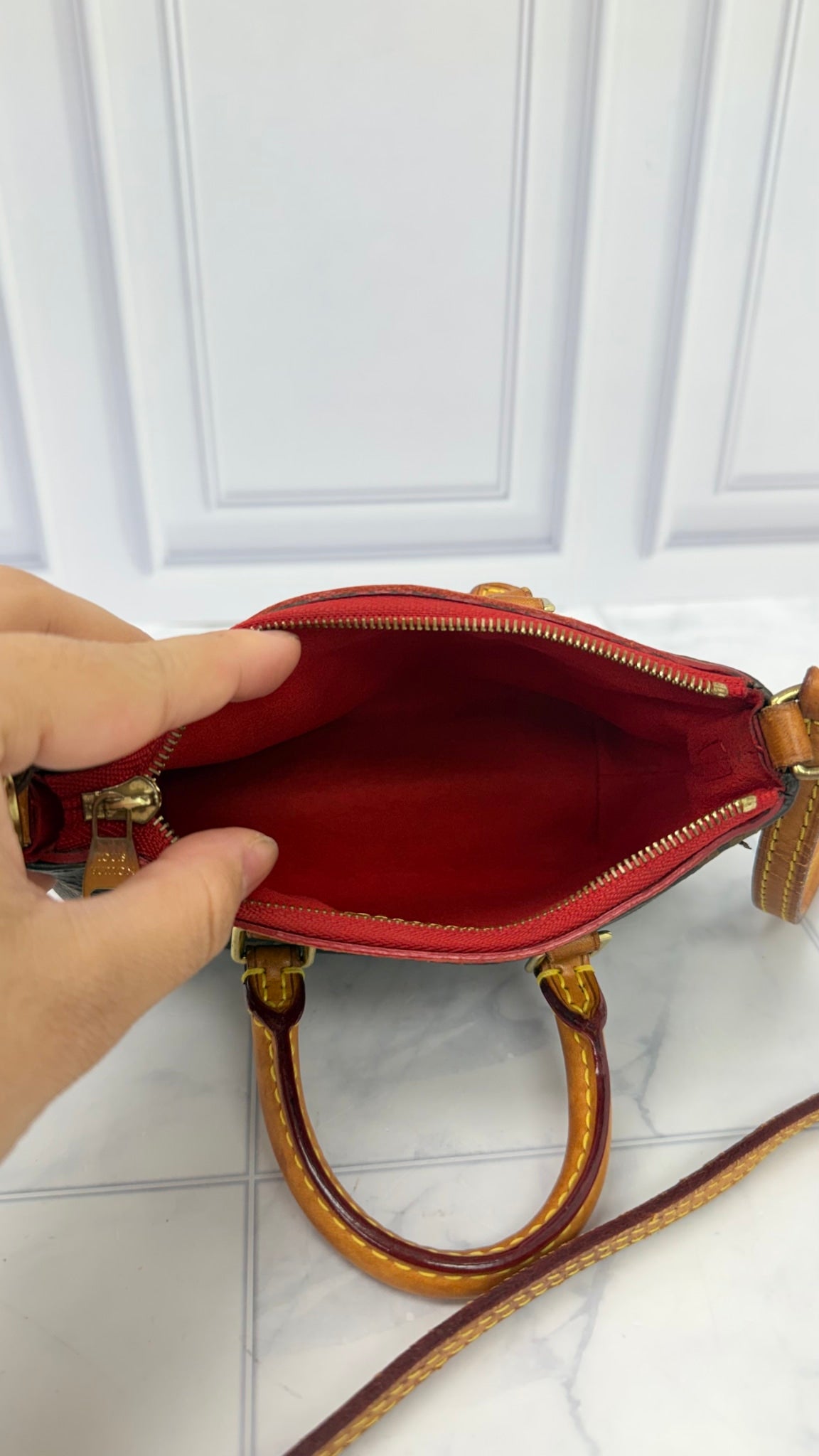 Louis Vuitton Red Monogram Nano Pallas 2Way Handbag