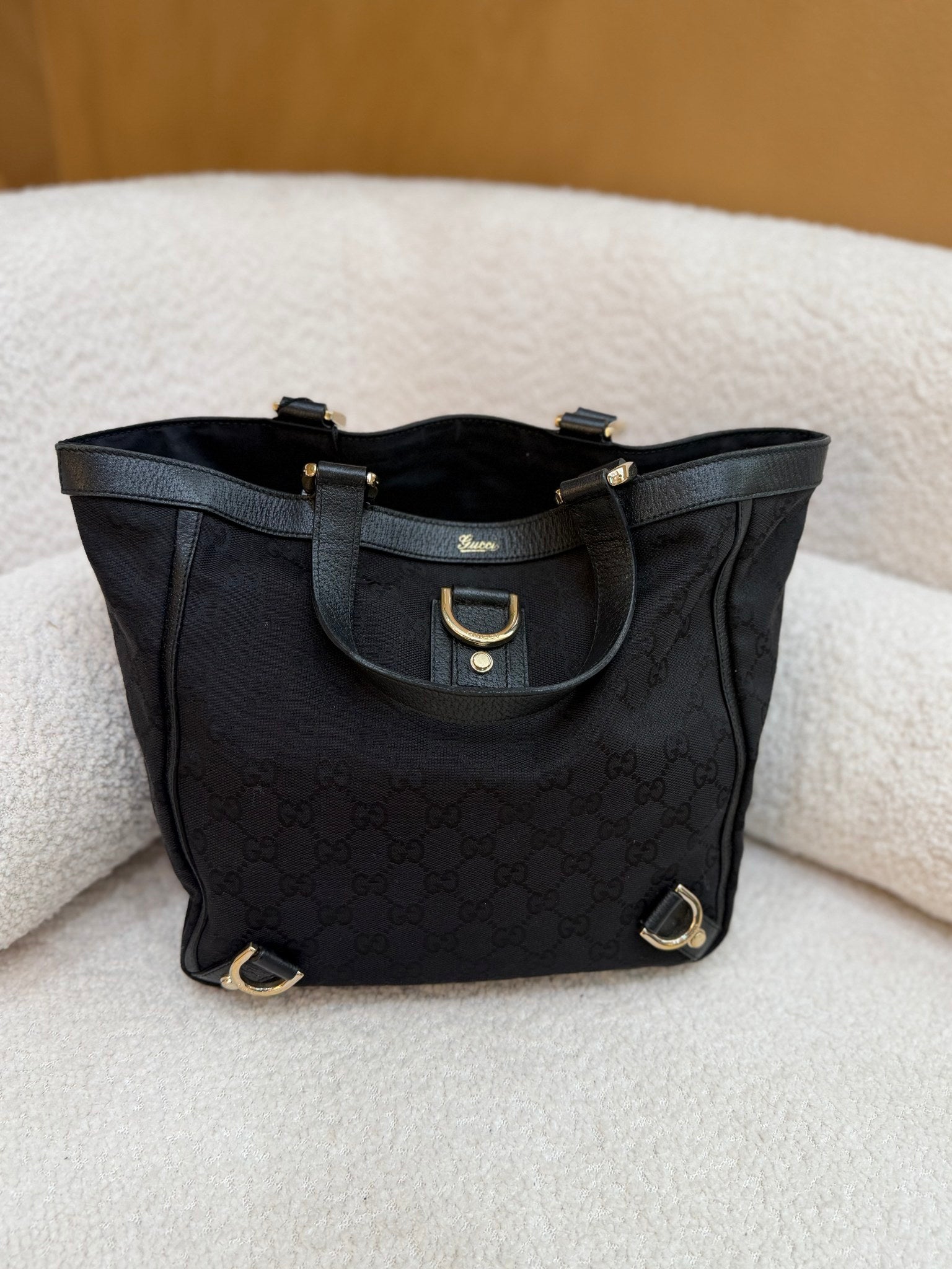 Gucci Black GG Canvas & Leather Abby Shoulder Tote
