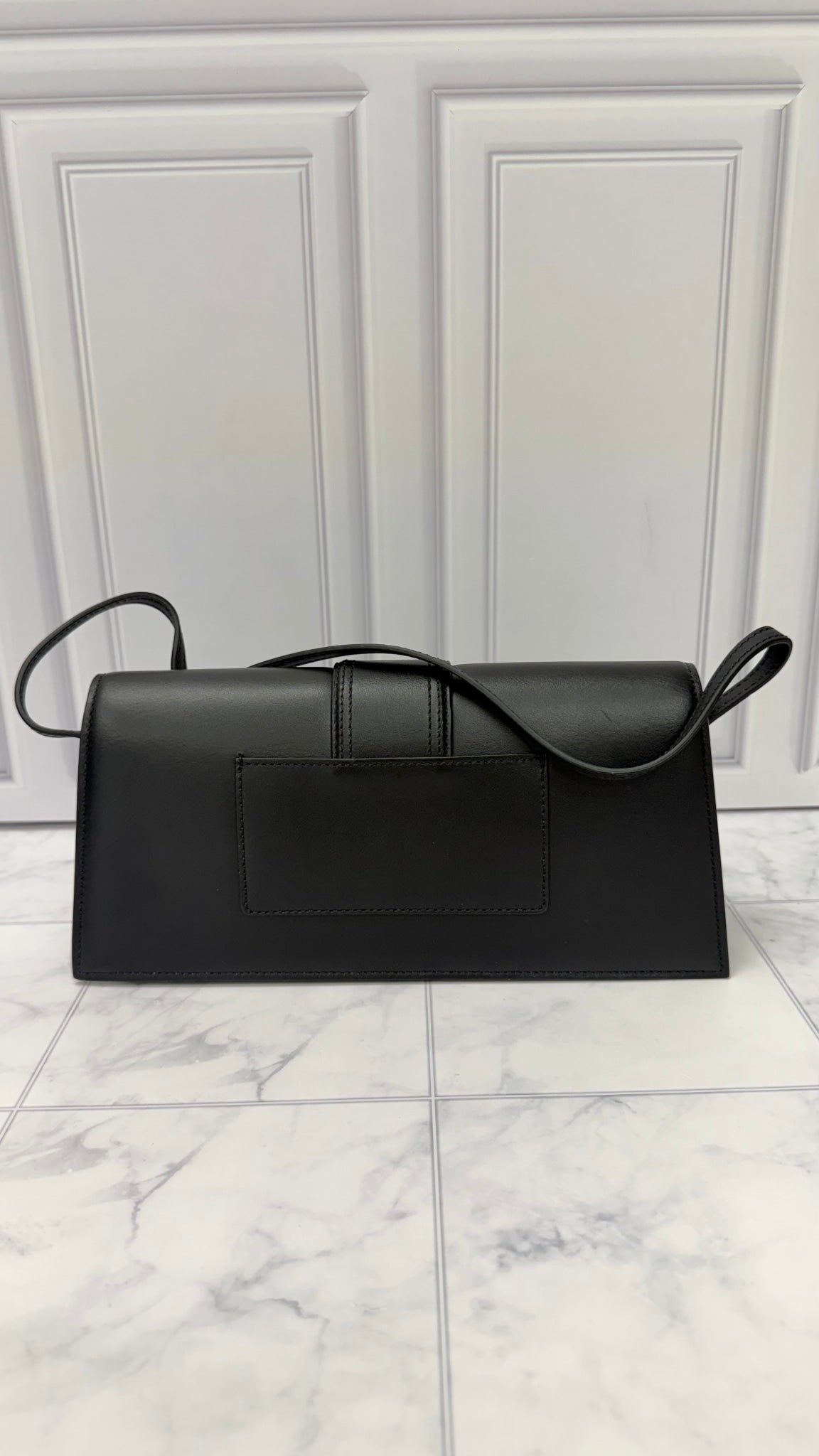 BRAND NEW - Jacquemus Black Leather Le Bambino Long Shoulder Bag