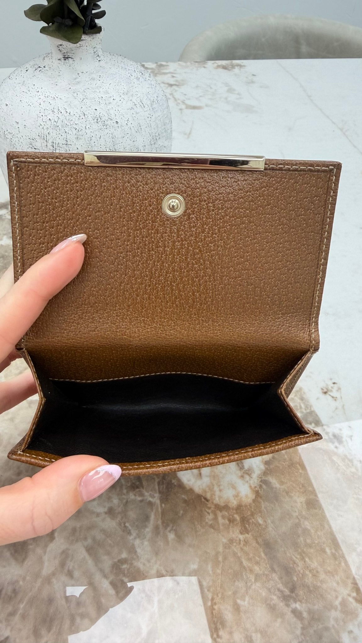 Gucci Brown GG Canvas Compact Snap Wallet