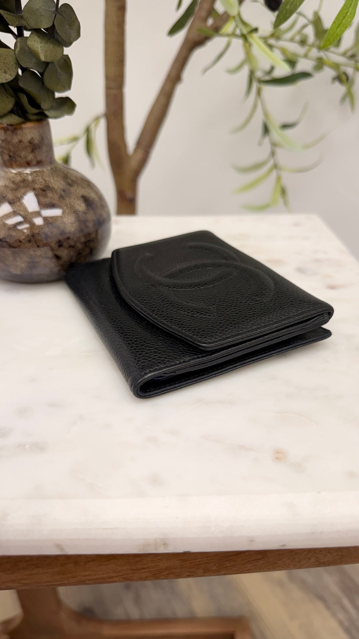 Chanel Black Caviar Timeless Compact Wallet
