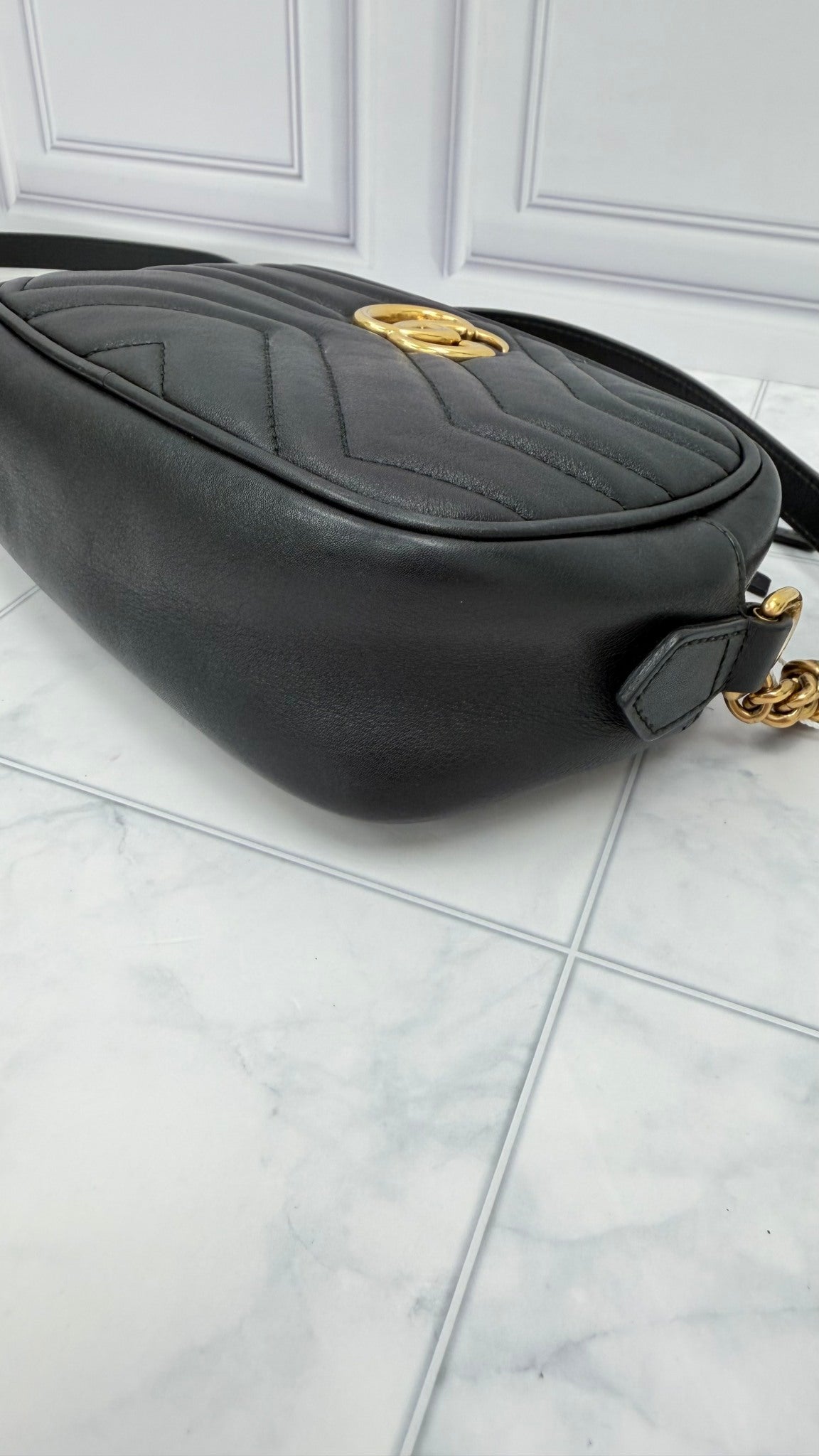 Gucci Black Leather Marmont Mini Camera Crossbody