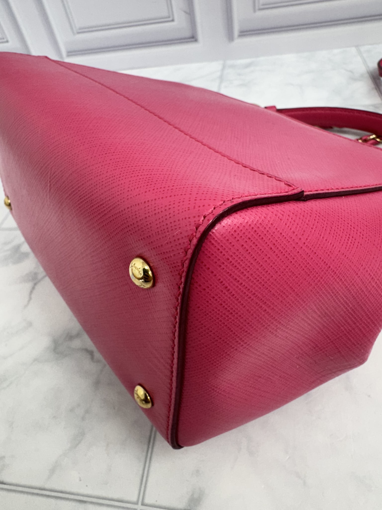 LIKE NEW - Salvatore Ferragamo Pink Saffiano Leather Vara Bow 2Way Bag