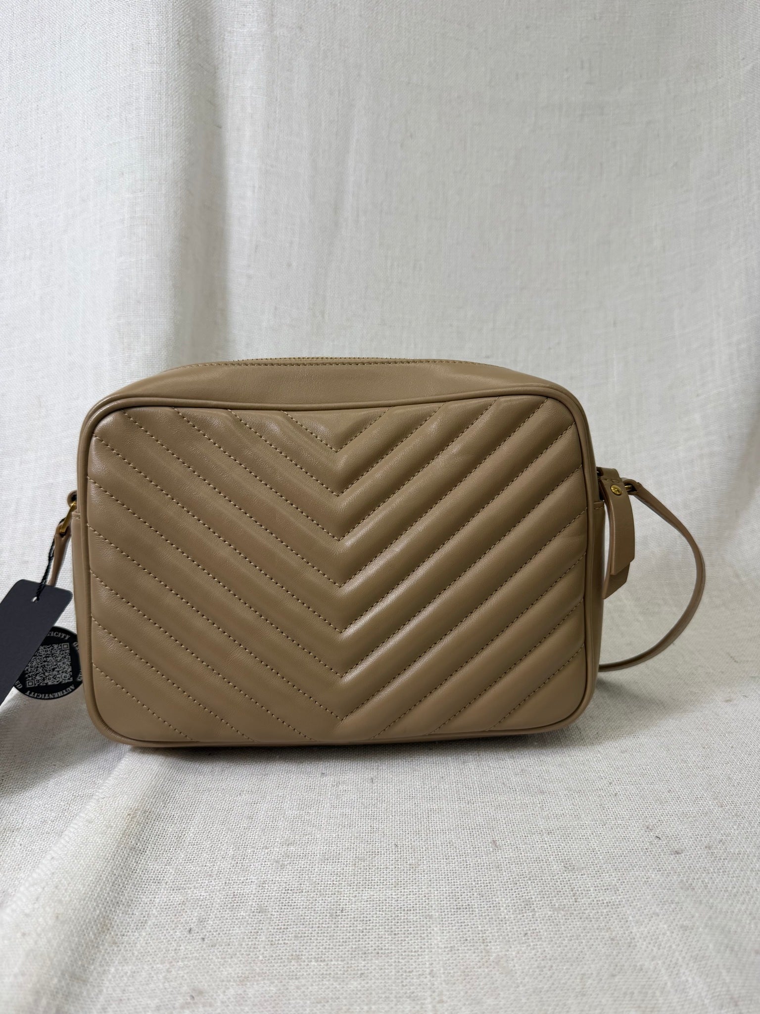 Saint Laurent YSL Beige Quilted Leather Crossbody Bag