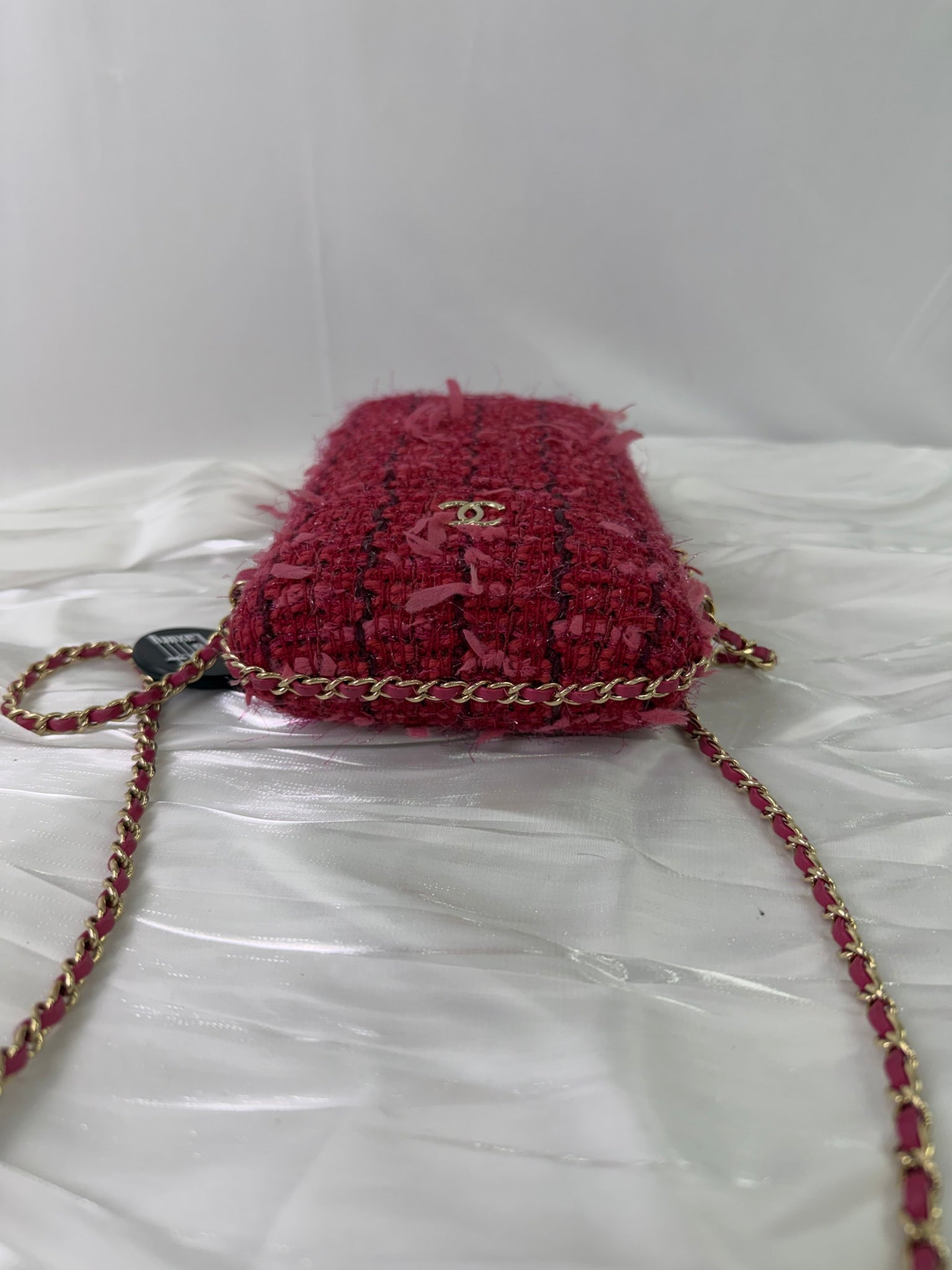 Chanel Pink Tweed Phone Holder