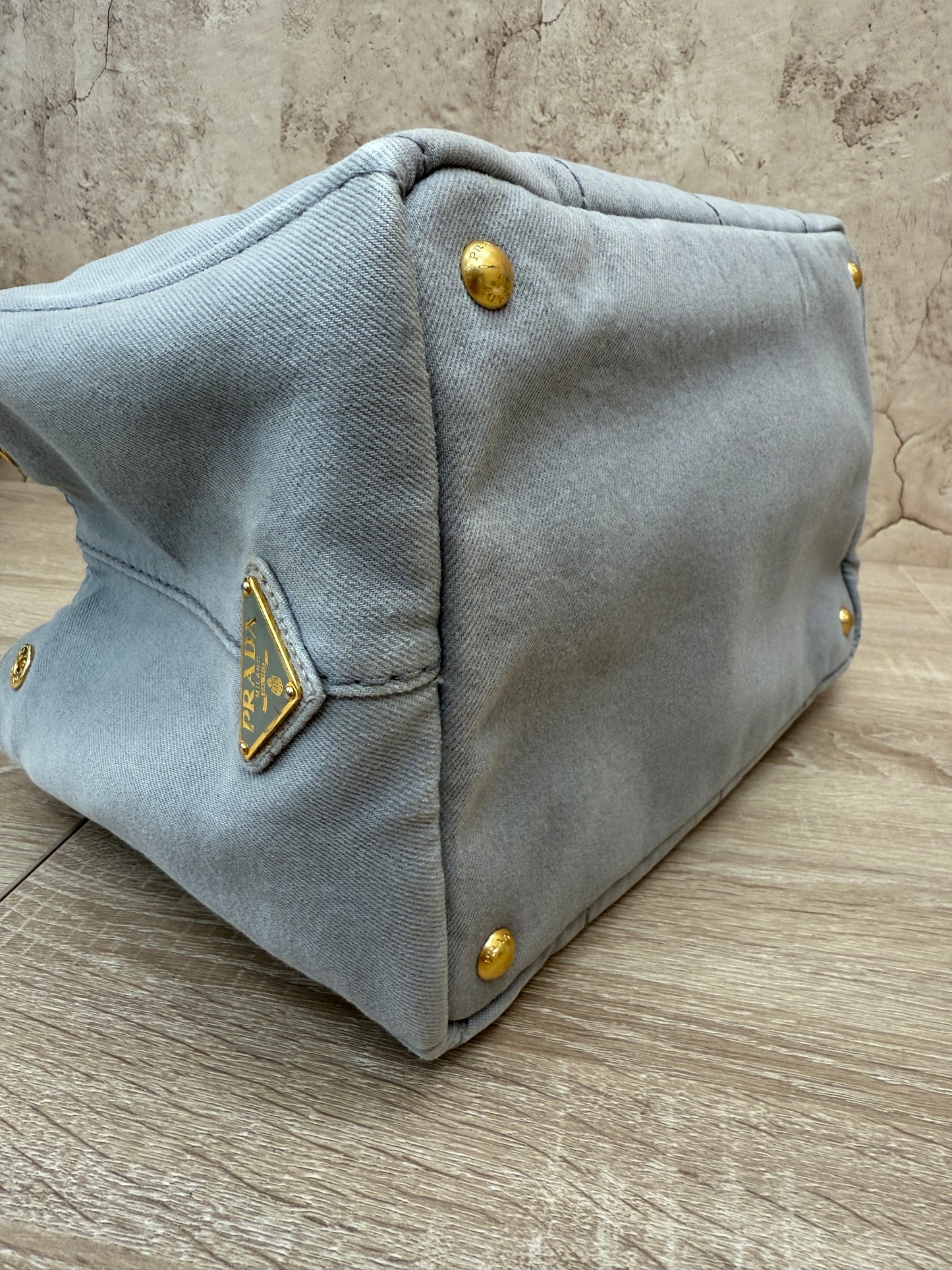 Prada Grey Canvas Medium Canapa Tote