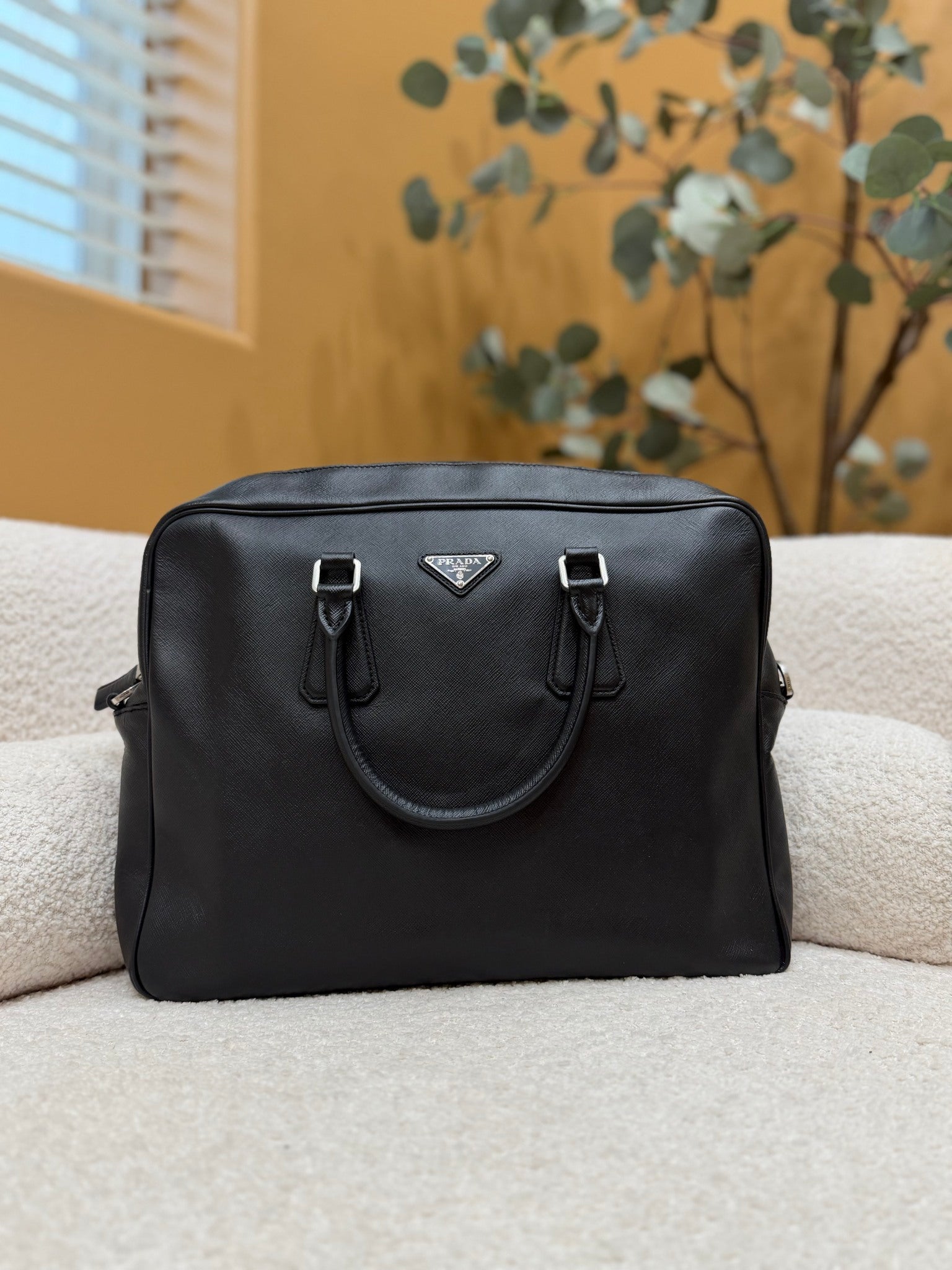Prada Black Saffiano Leather Briefcase
