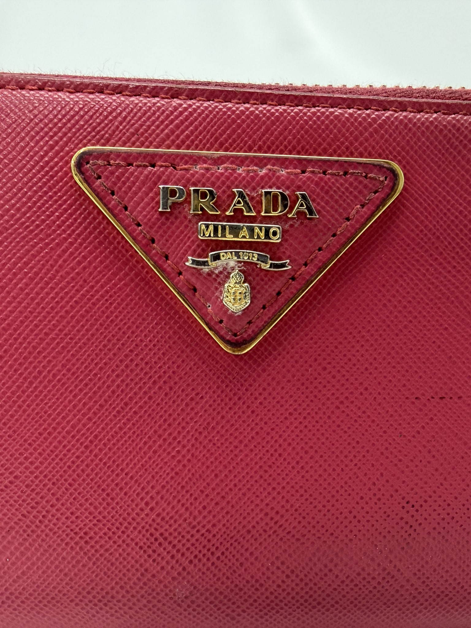 Prada Pink Saffiano Leather Zippy Wallet