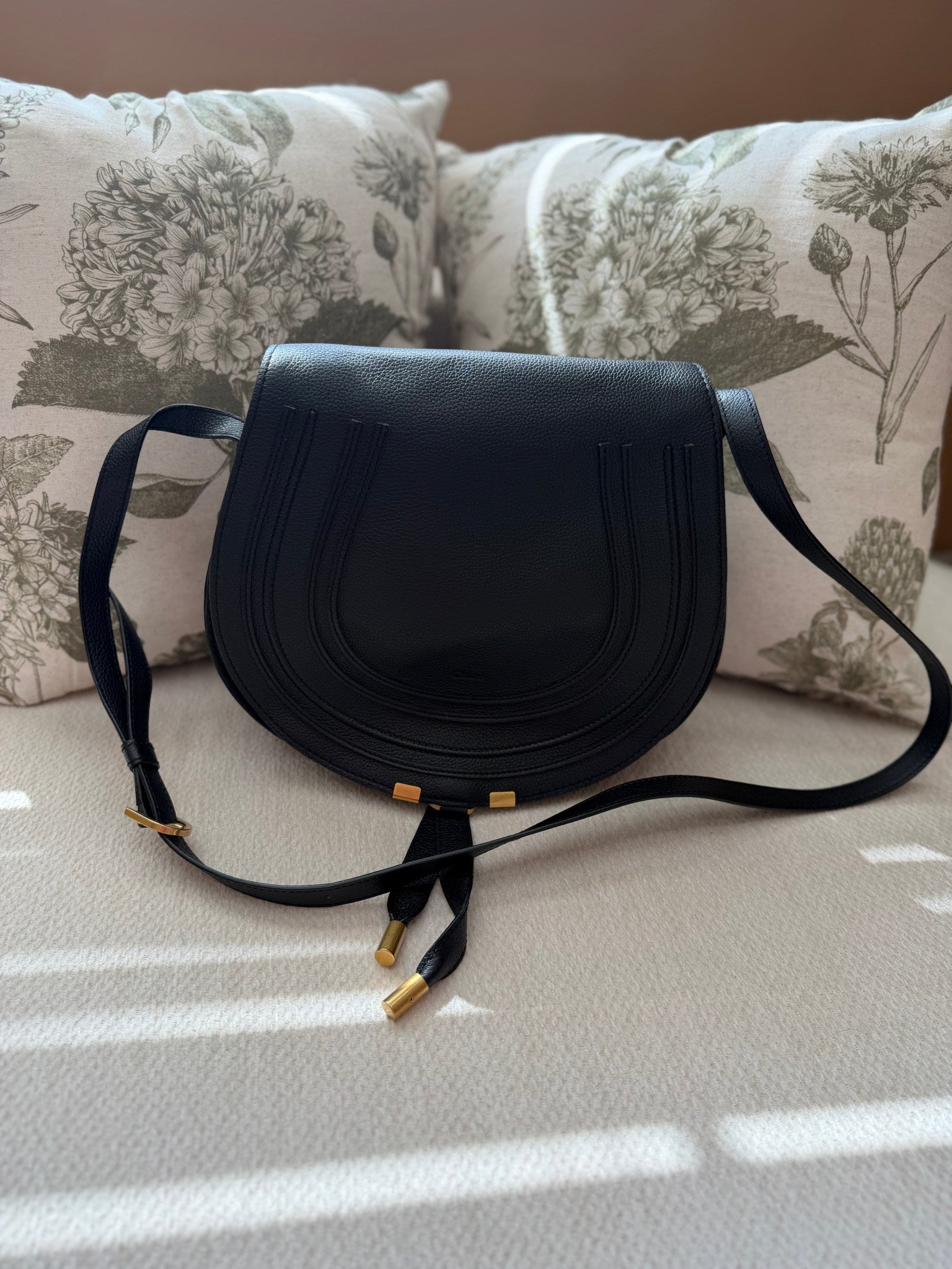 Chloe Black Grained Leather Medium Marcie Bag