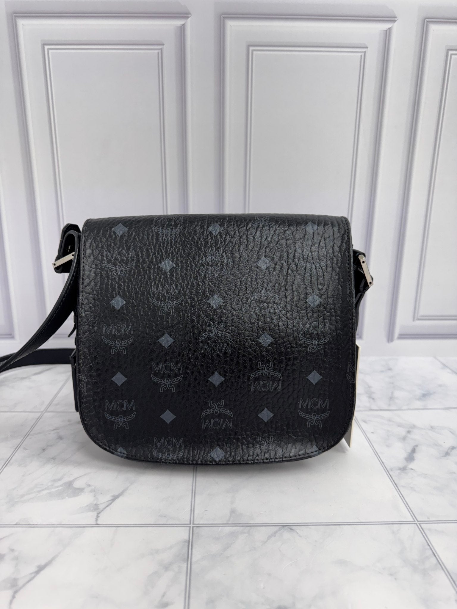 MCM Black Visetos Monogram Patricia Crossbody Bag