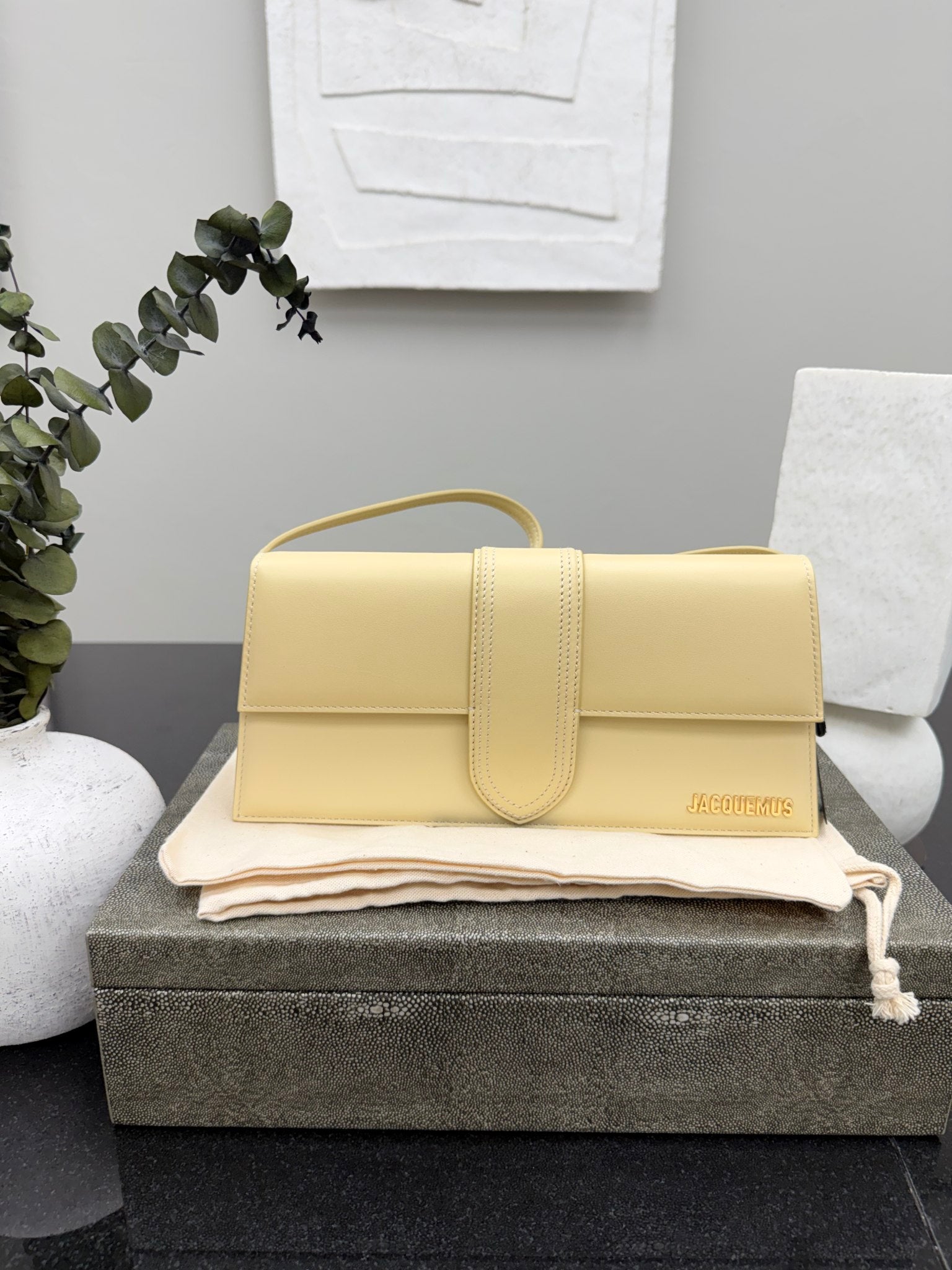 BRAND NEW - Jacquemus Creme Leather Le Bambino Long Shoulder Bag