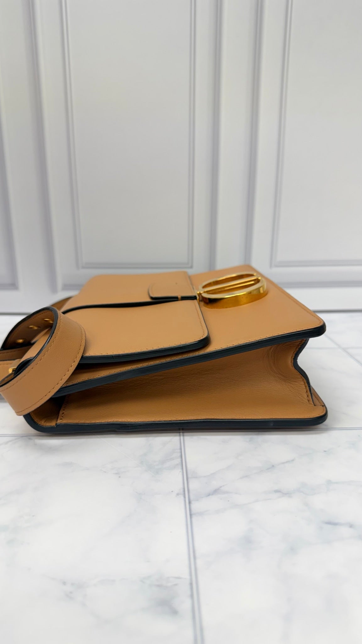 Christian Dior Tan Leather Montaigne Shoulder Bag