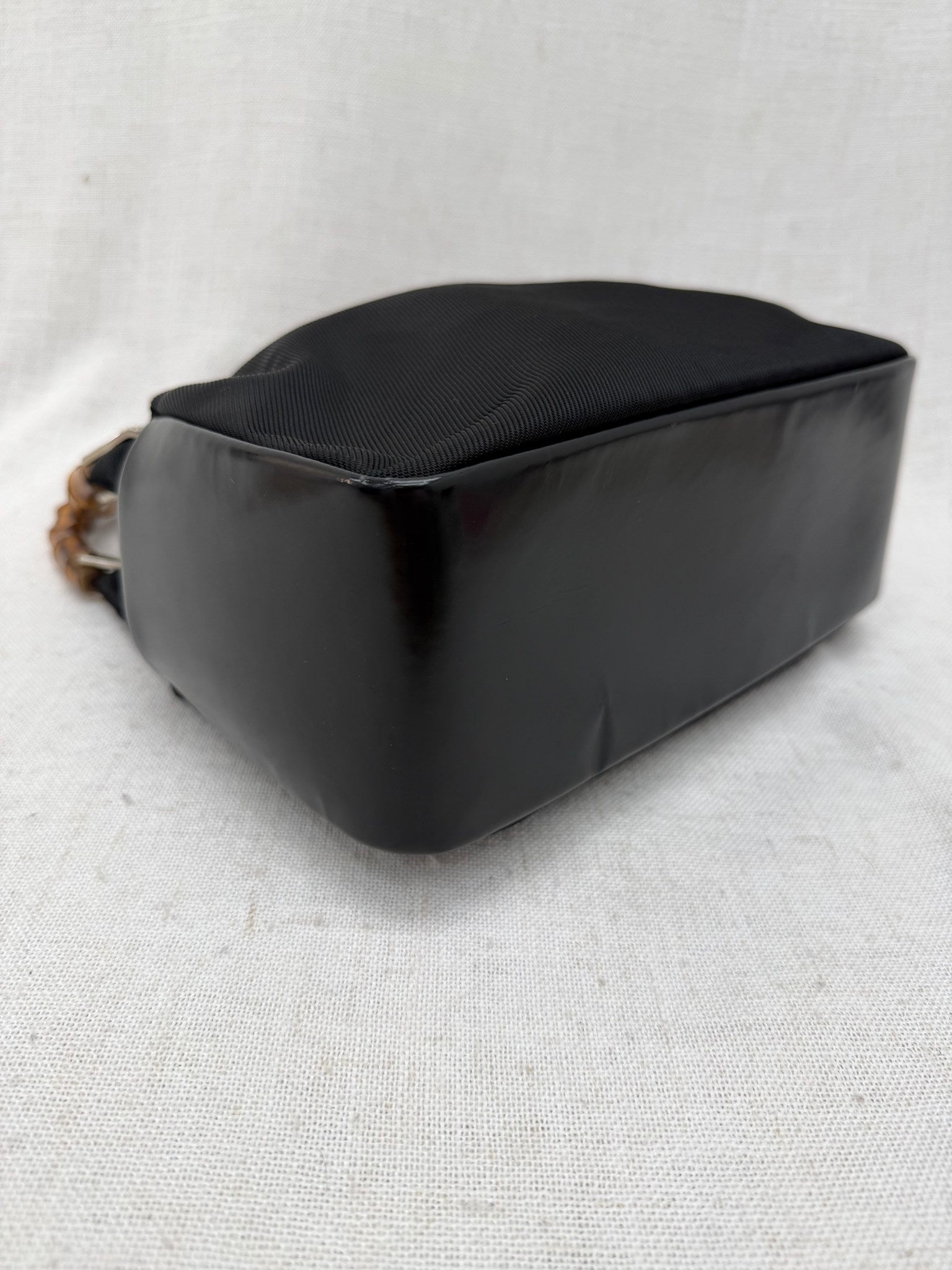 Gucci Black Nylon Bamboo Handbag