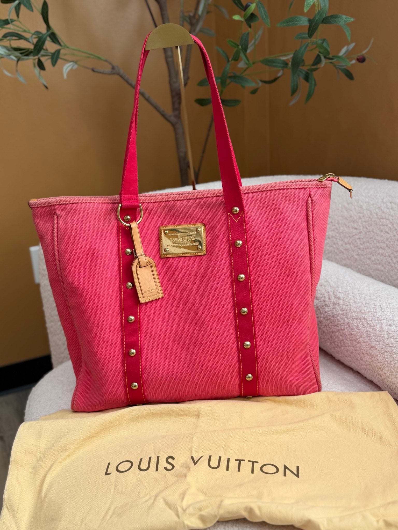 Louis Vuitton Pink Canvas Antigua Cabas GM Tote