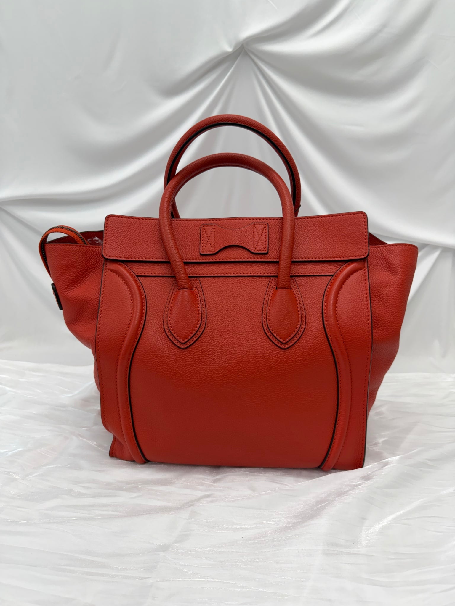 Celine Orange Leather Mini Luggage Handbag