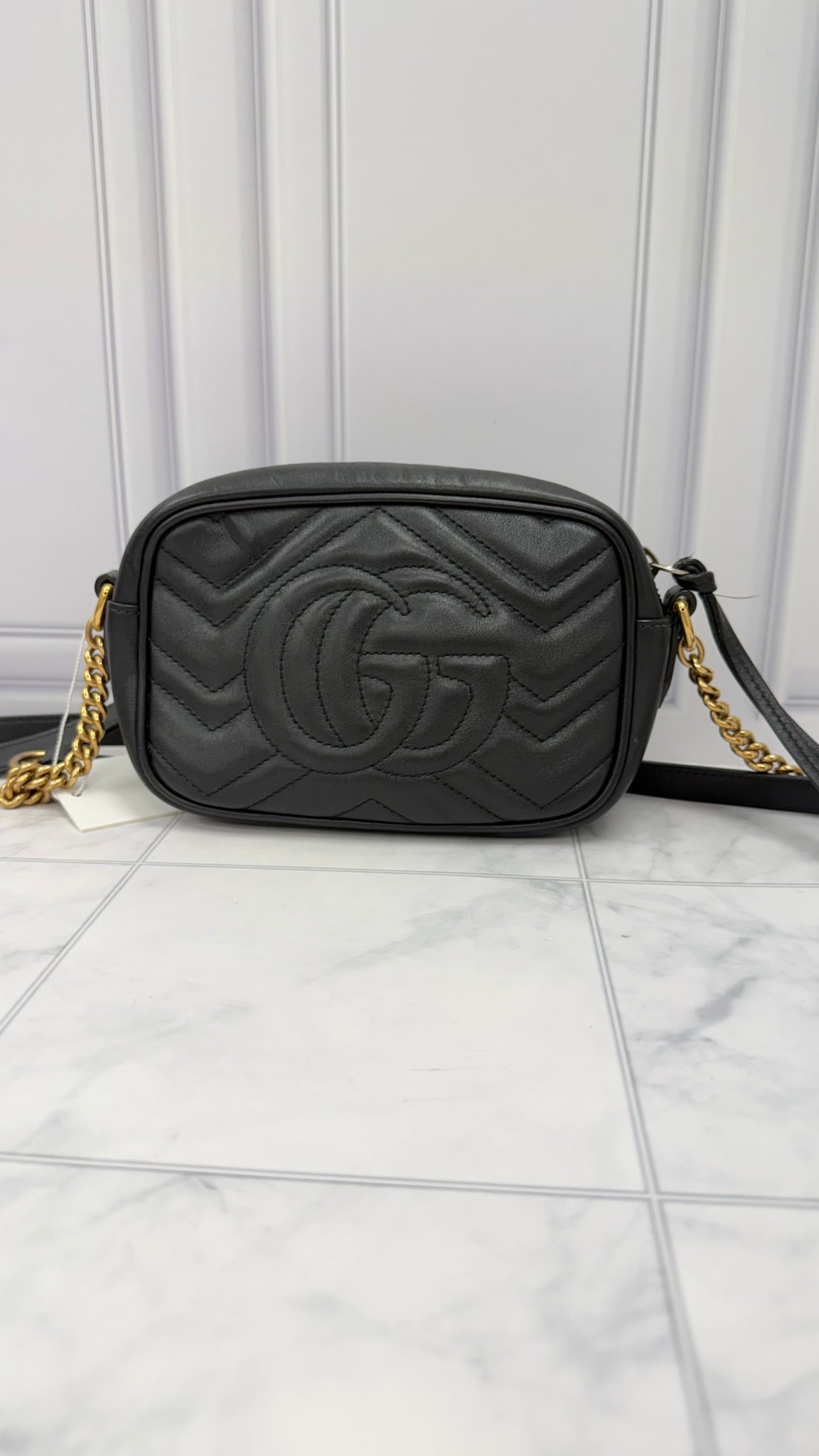 Gucci Black Leather Marmont Mini Camera Crossbody