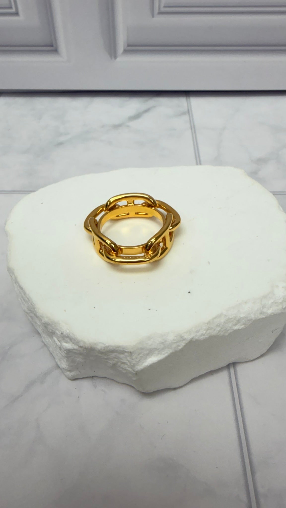 Hermes Gold Plated Chaine d'Ancre Scarf Ring
