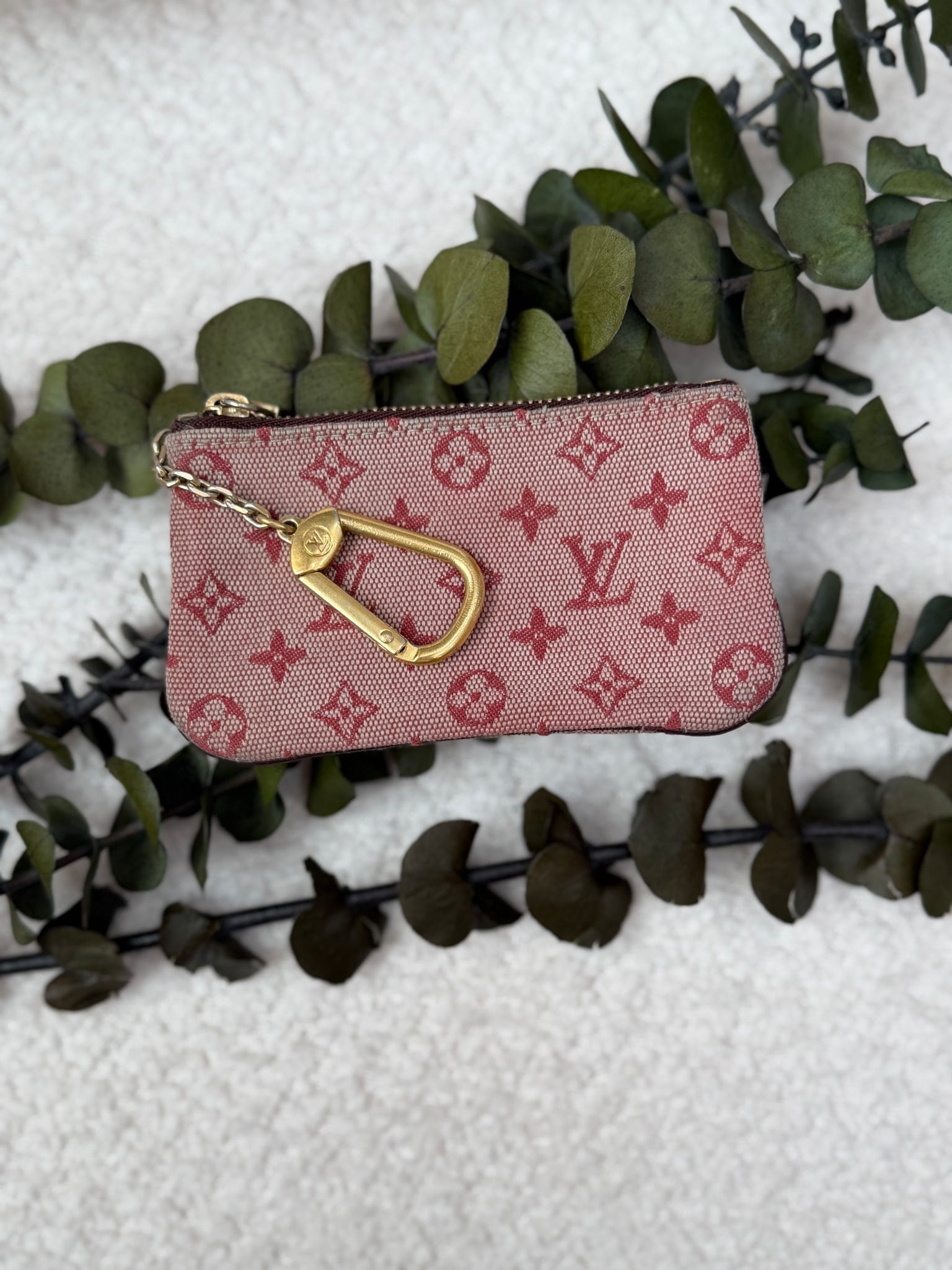 Louis Vuitton Red Mini Lin Key Cles
