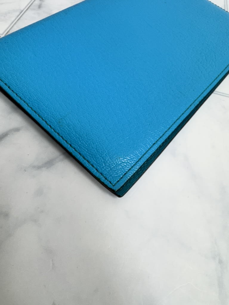 Hermes Blue Leather Passport Cover